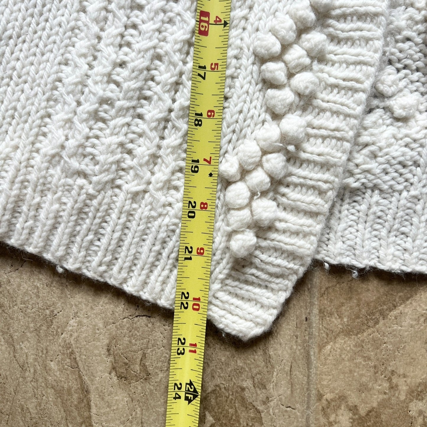 American Eagle Womens Cable Knit Sweater Cardian Size L Chunky Cream