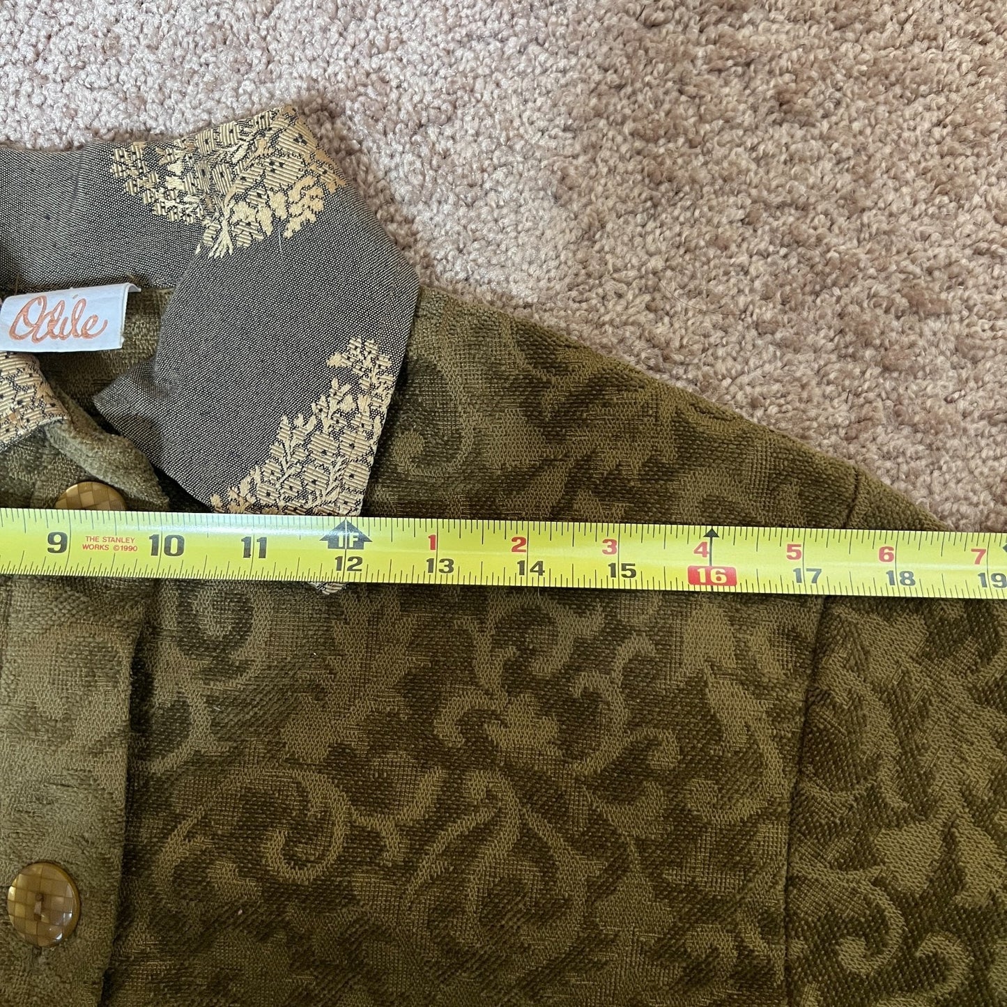 Odile Anthropologie Womens Tapestry Jacquard Jacket Size S Khaki Green Gold Vintage Inspired Artsy Eclectic Avant Garde