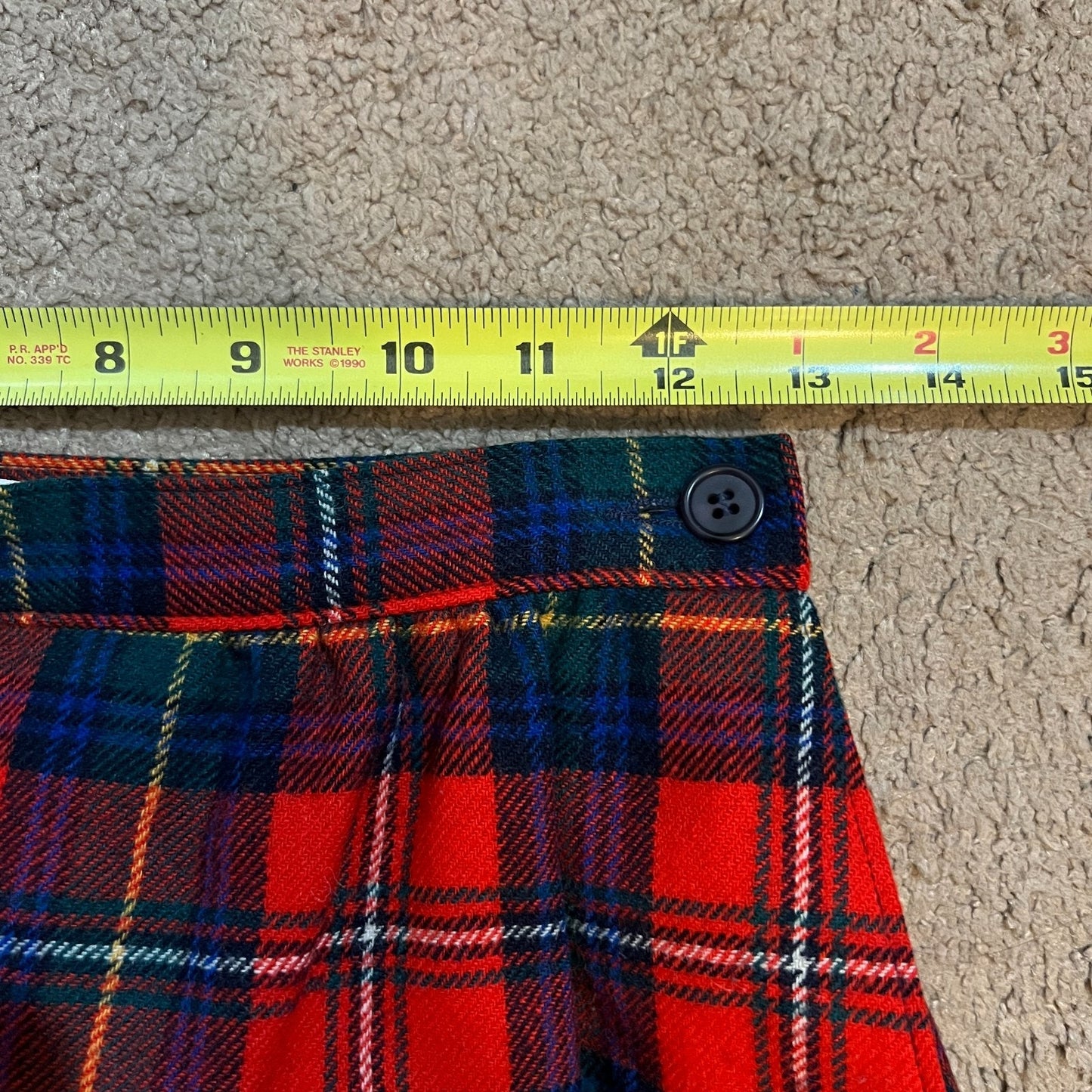 Vintage Pendleton Womens Tartan Plaid Midi Skirt Size 8 Pure Virgin Wool Red Blue Made in USA
