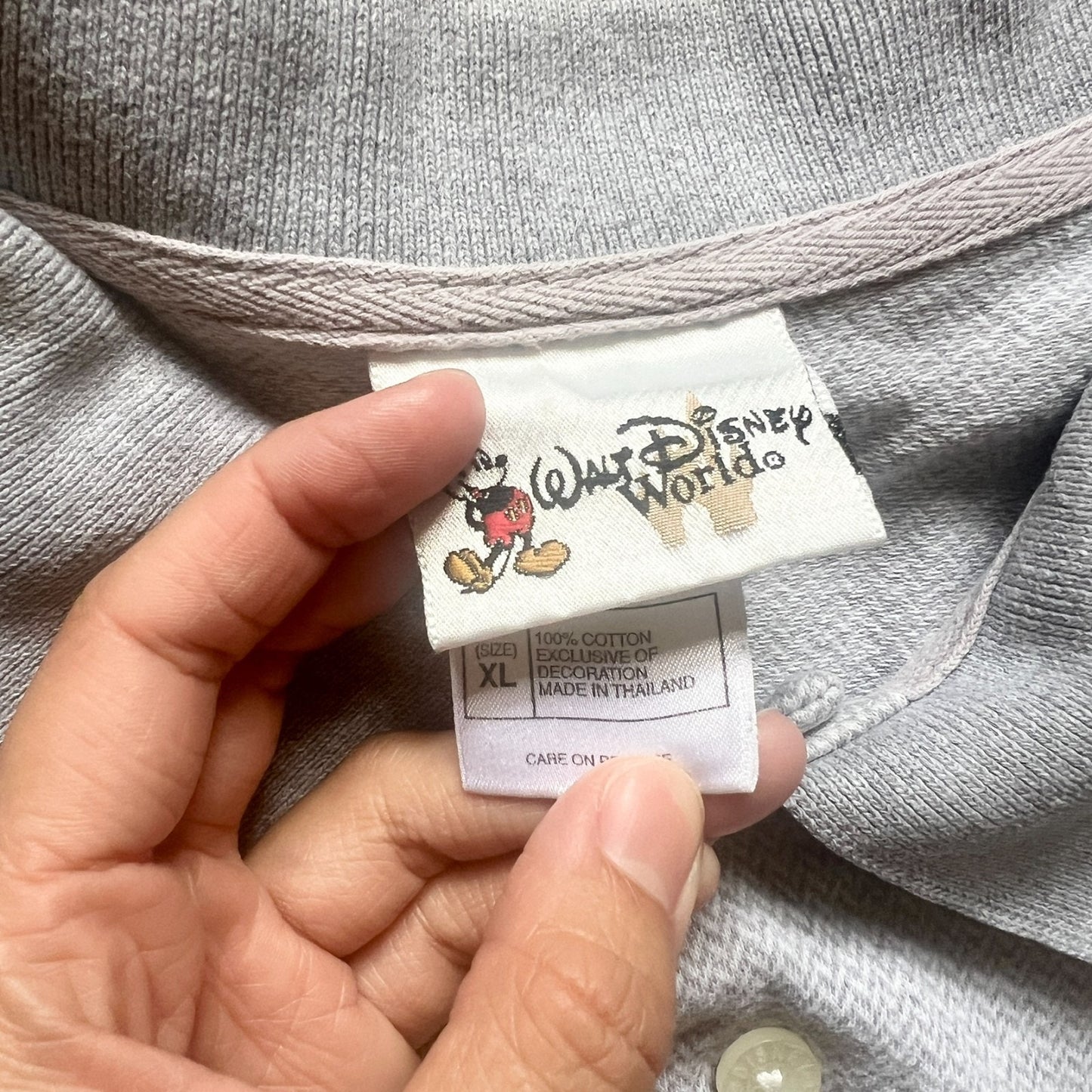 Vtg Disney World Mens Mickey Embroidered Polo T-Shirt Gray Golf Preppy Classic