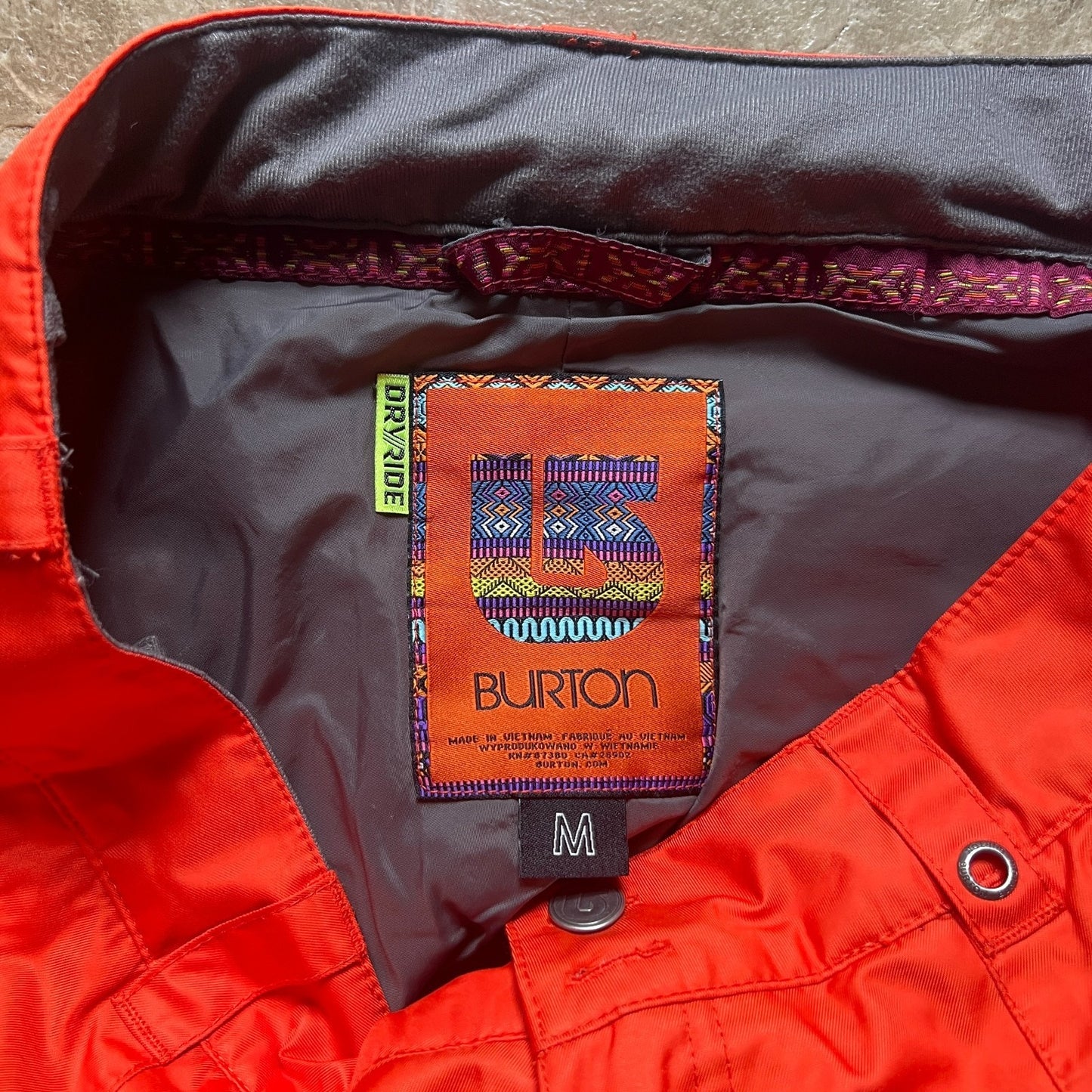 Burton Womens Dryride Ski Snowboarding Pants Size M Indulgence Fever Orange Insulated Waterproof