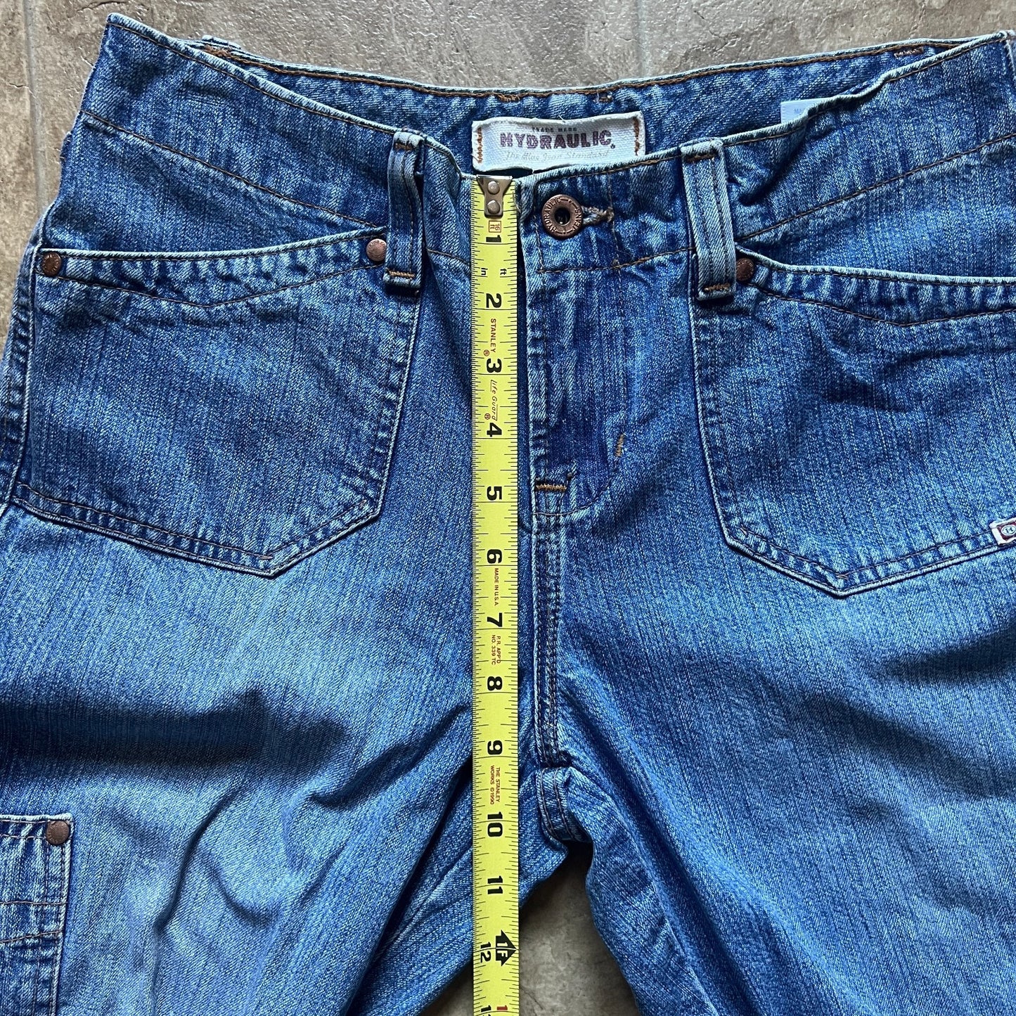 Vintage Y2K Hydraulic Womens Cargo Jeans Size 5/6 Medium Wash Wide Leg Grunge Utility