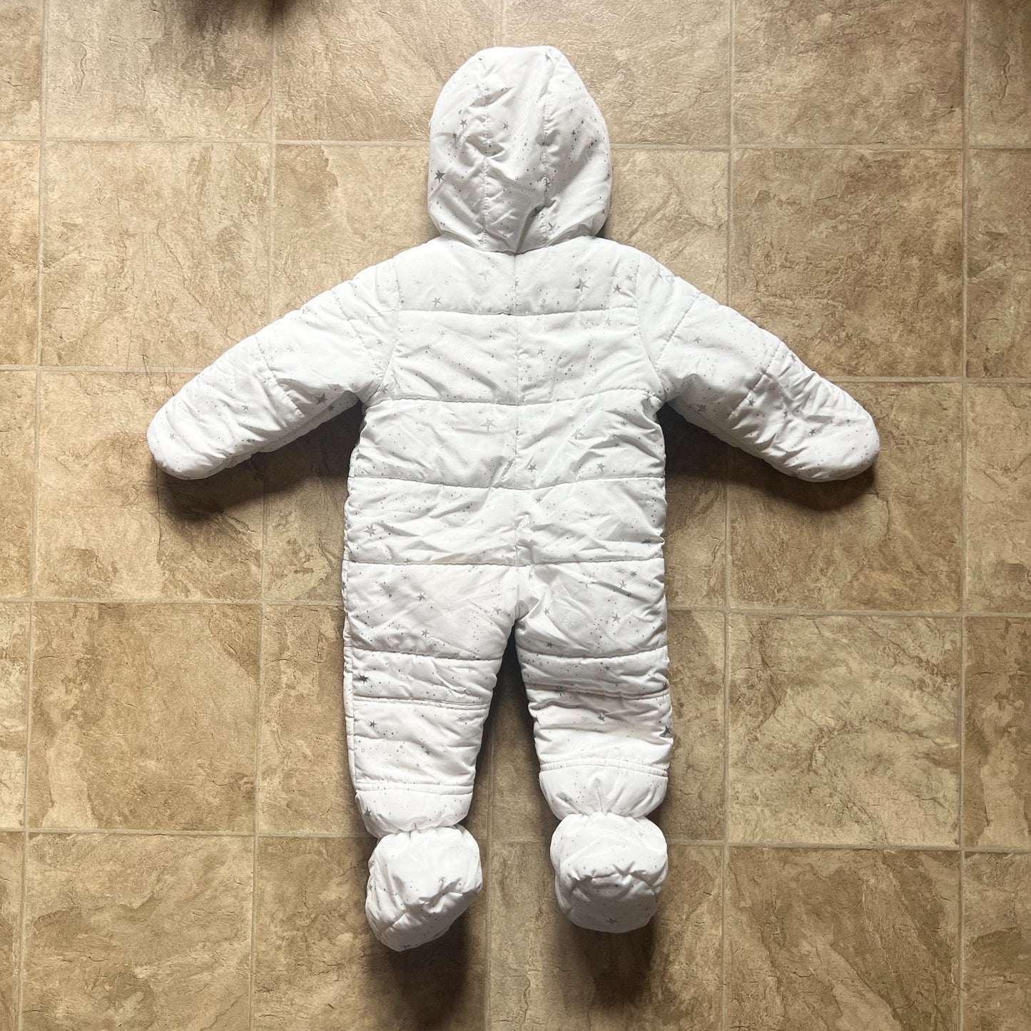 OshKosh B'Gosh Baby Toddler Puffer Snowsuit Size 18M White Sherpa Lined Hooded