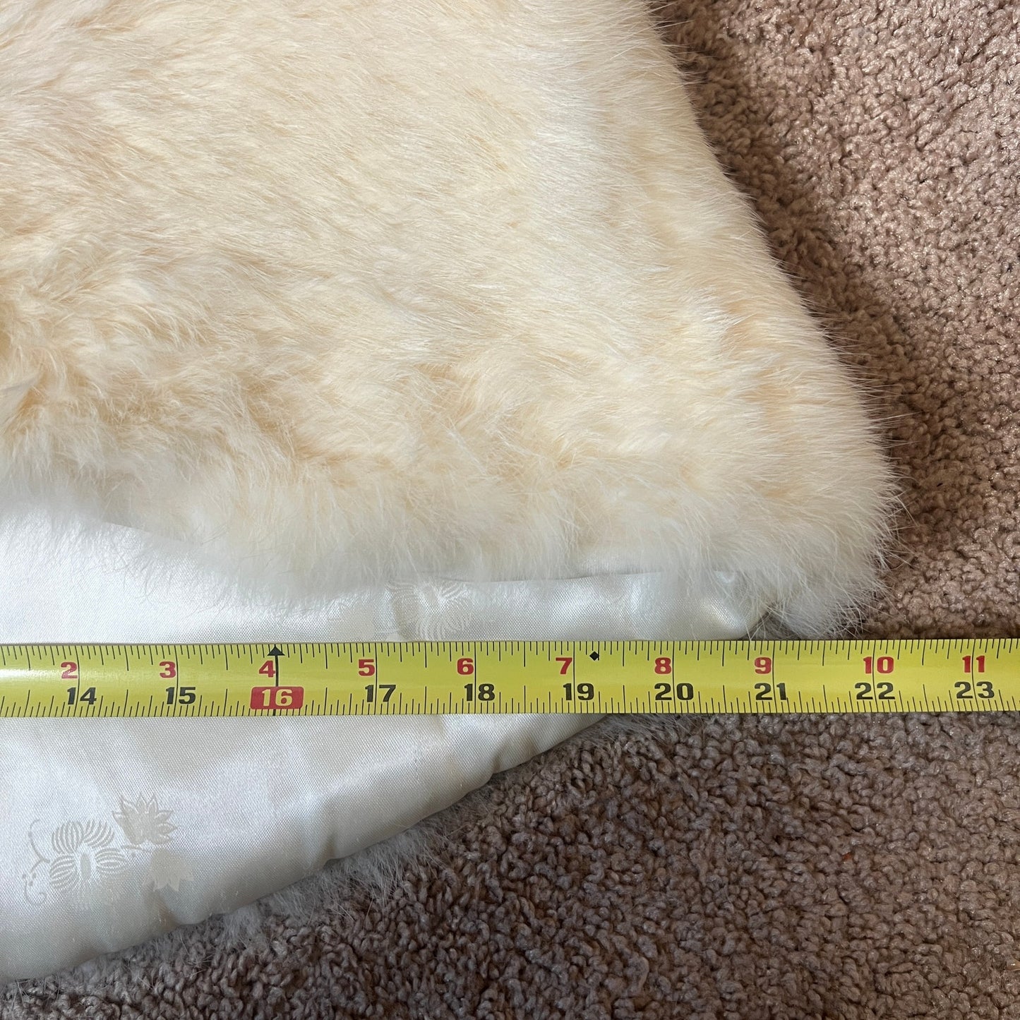 Vintage 60s Genuine Rabbit Fur Stole Shrug Ivory Cream Satin Lining Formal Holiday Bridal