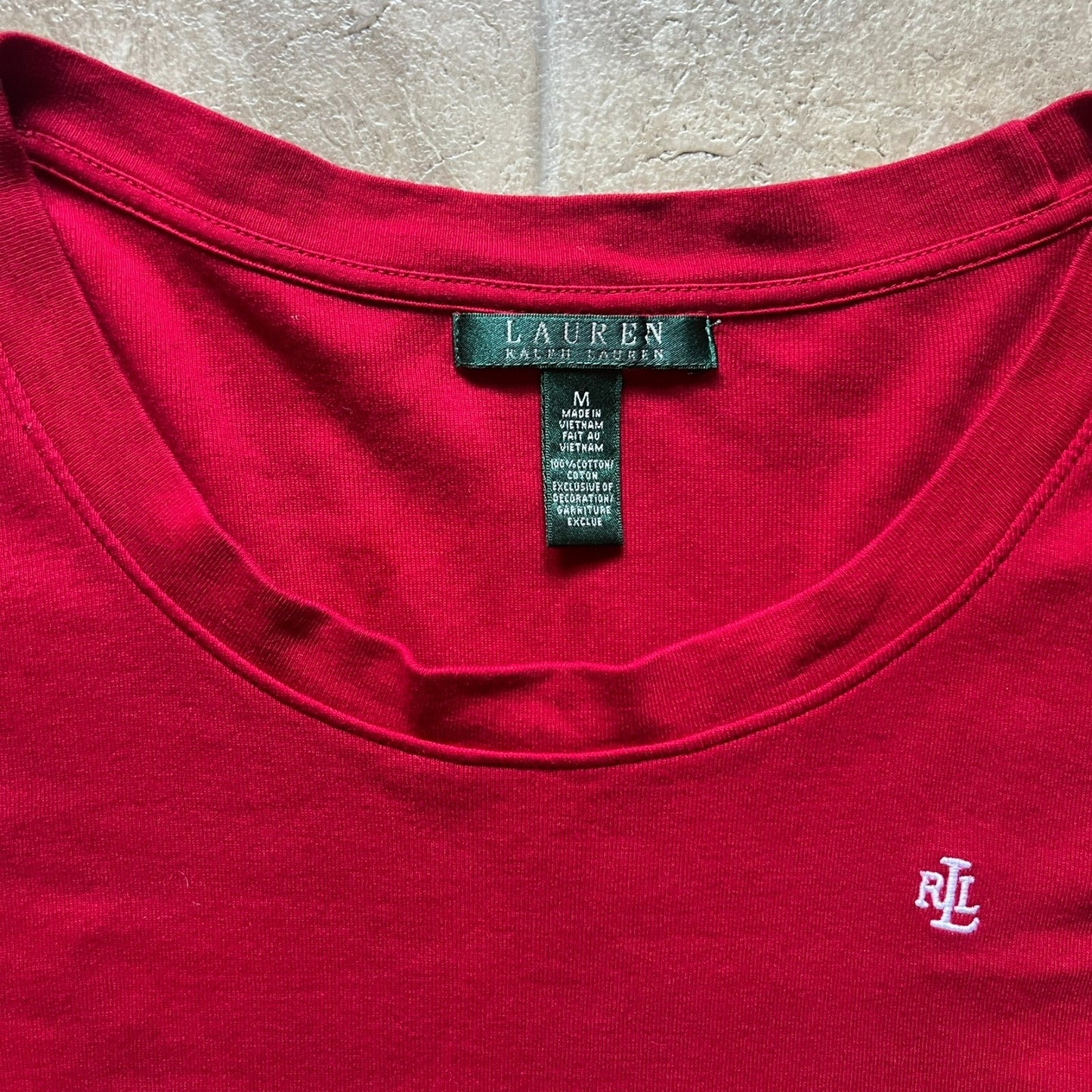 Vintage Lauren Ralph Lauren Womens Long Sleeve Shirt Size M Cherry Red Embroidered Logo Classic Preppy