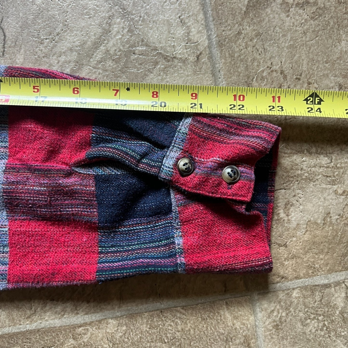 Womens Denim Flannel Shirt Red Blue Plaid Cabincore Camping Autumn