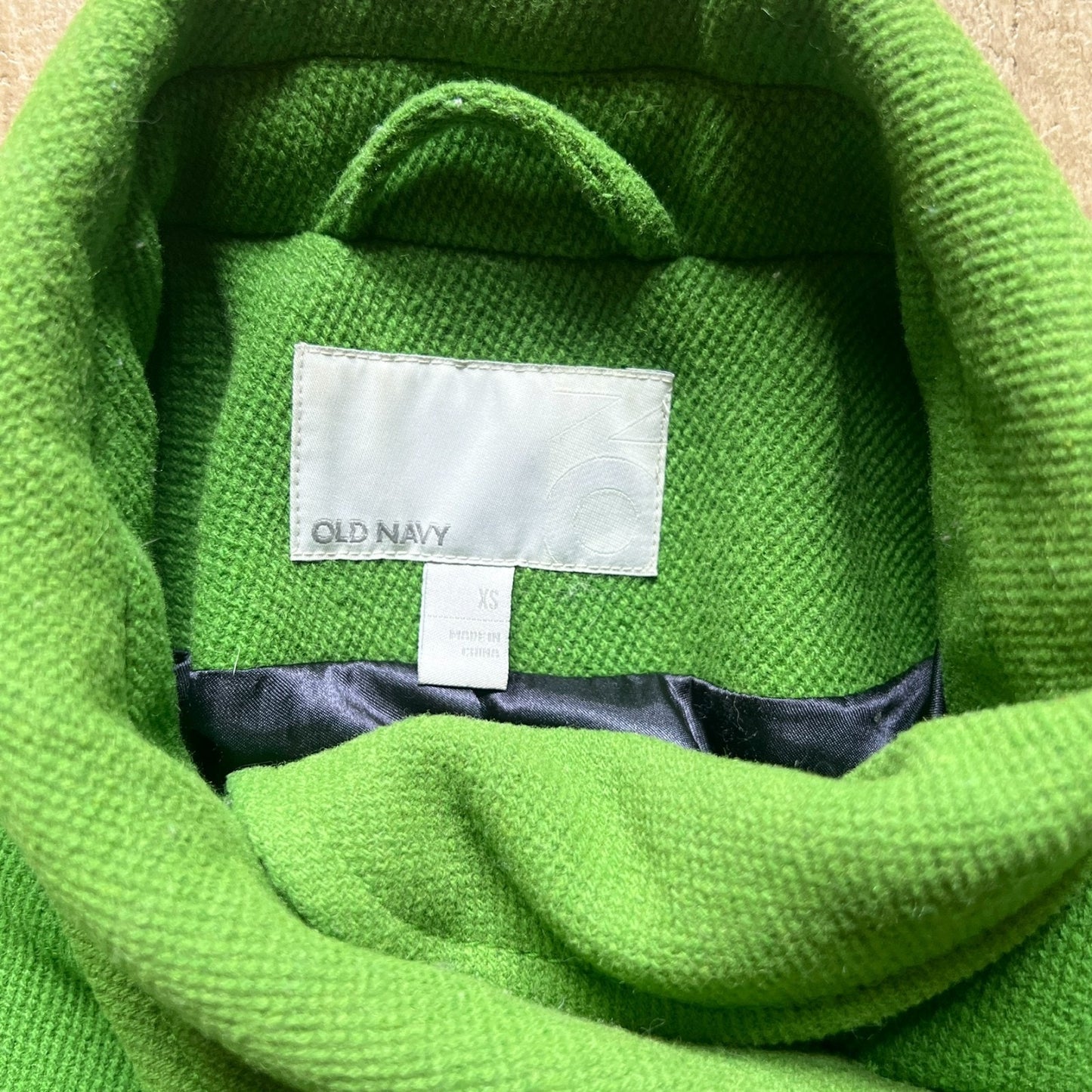 Vintage Y2K Old Navy Womens Pea Coat Size XS Green Wool Blend Twee Preppy