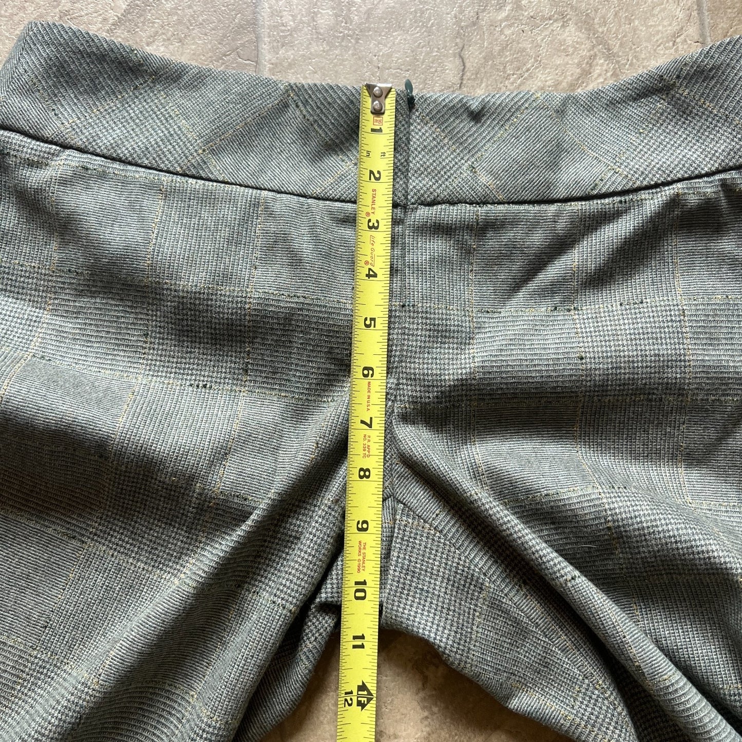 Worth New York Womens Wool Blend Dress Pants Size 4 Plaid Sage Gray Straight Leg Low Rise Formal