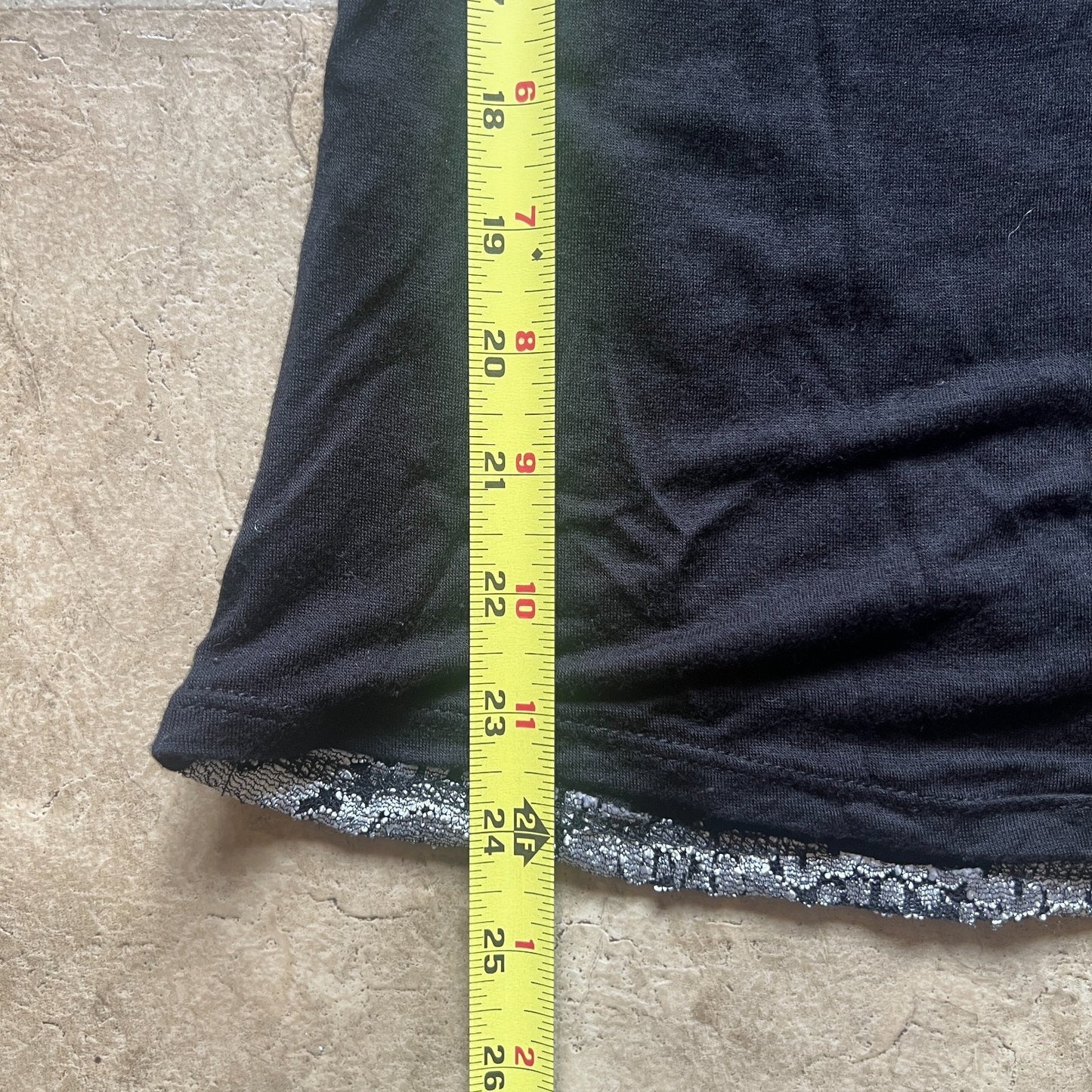 Vtg Y2K Panhandle Slim Top M Black Silver Floral