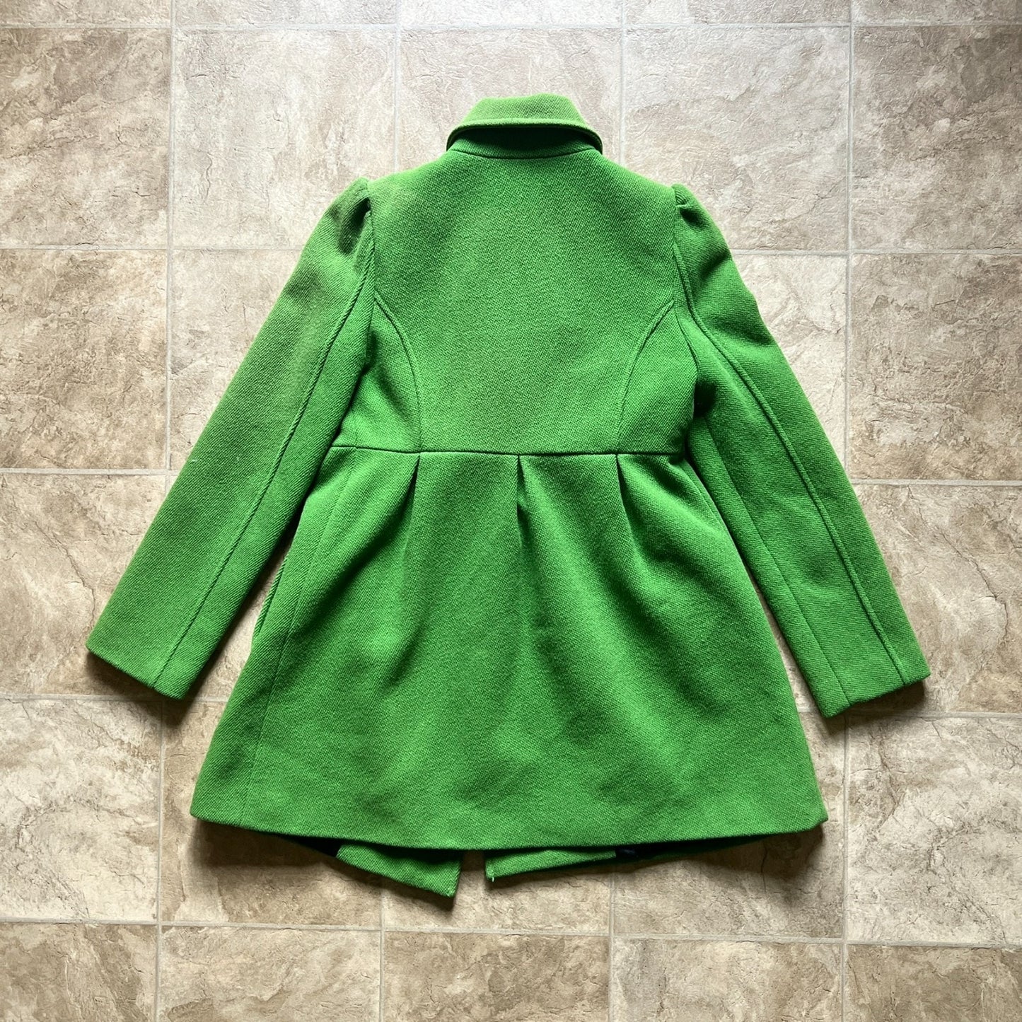 Vintage Y2K Old Navy Womens Pea Coat Size XS Green Wool Blend Twee Preppy