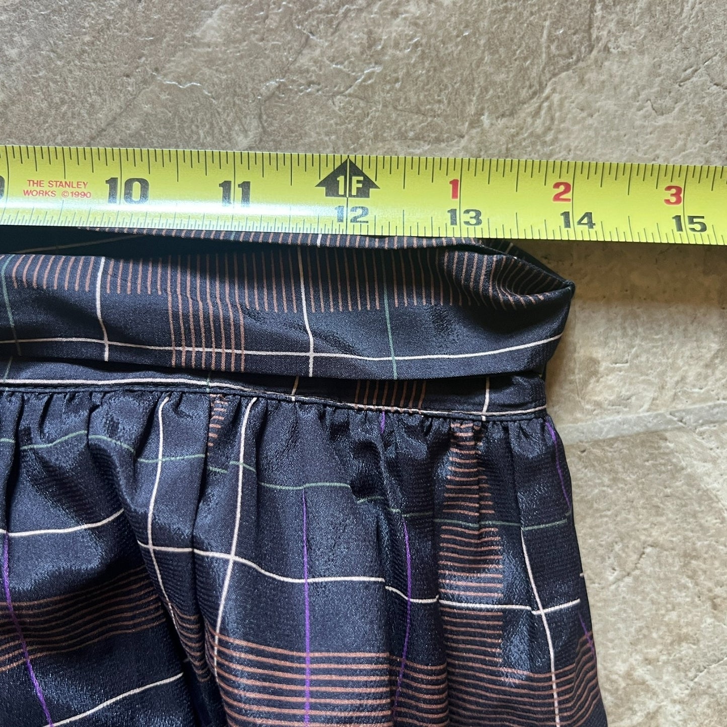 Vintage 90s Breckenridge Womens Plaid Midi Skirt Black Brown Pleated Tie Dark Academia