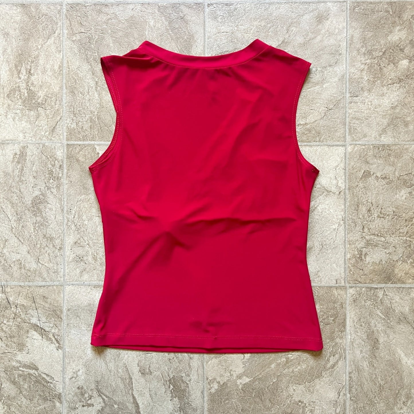 Vintage Y2K Star City Womens Babydoll Tank Top Size L Cherry Red Slinky Rhinestone Heart Clip Romantic