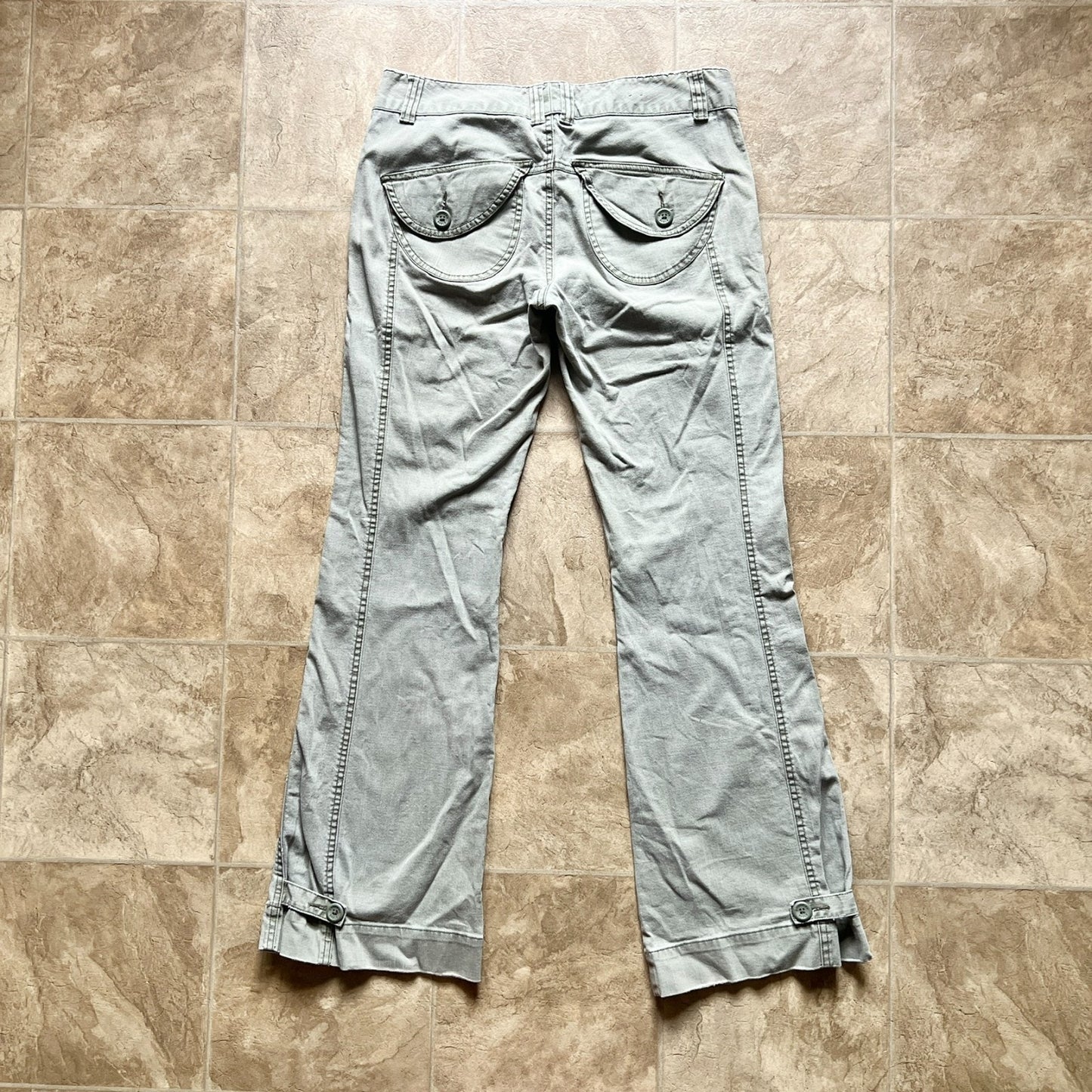 Vintage Y2K American Eagle Womens Jeans Size 8 Sage Green Low Rise Grunge