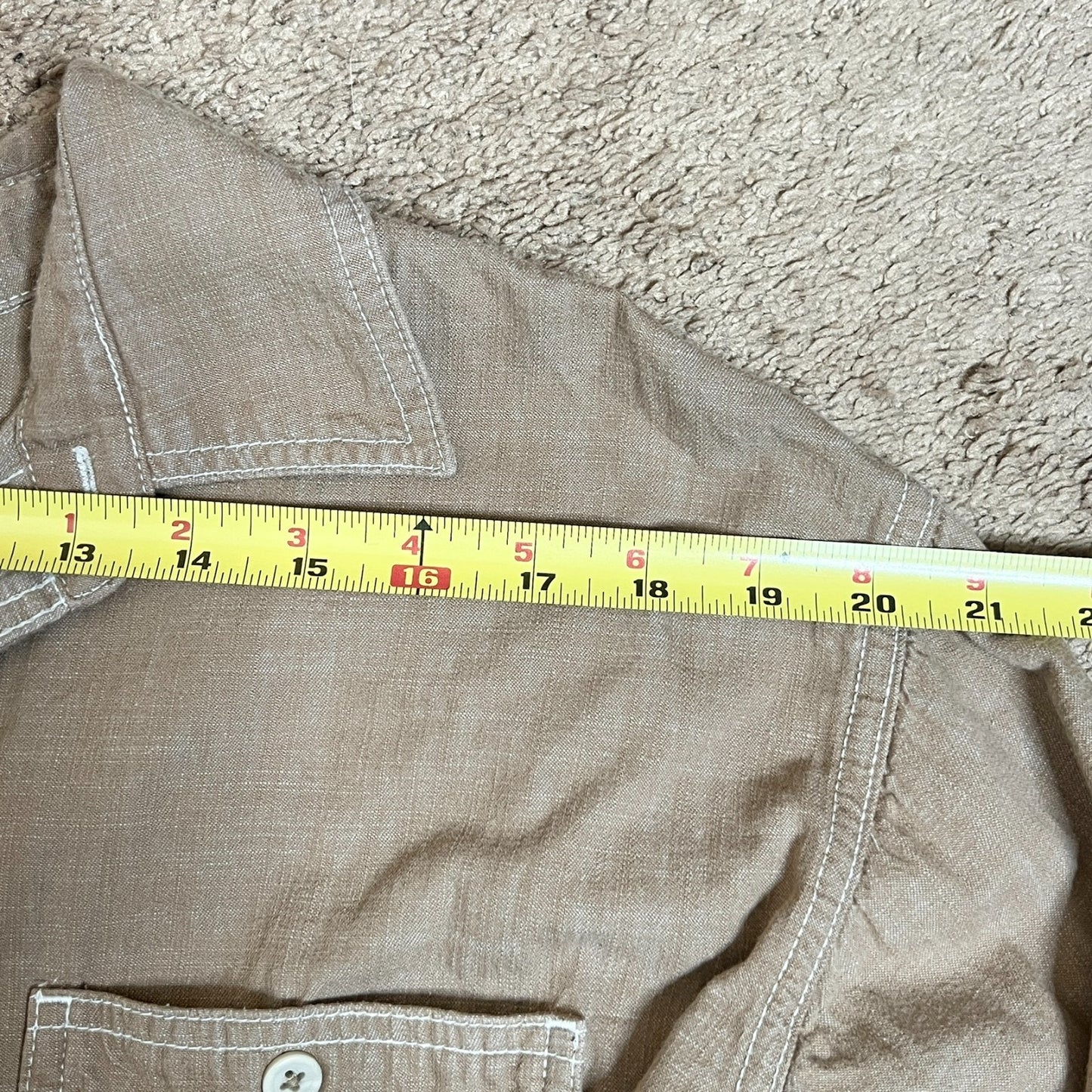 Blue Mountain Mens Button-up Shirt Size L Light Brown Outdoor Utility Workwear Cabincore