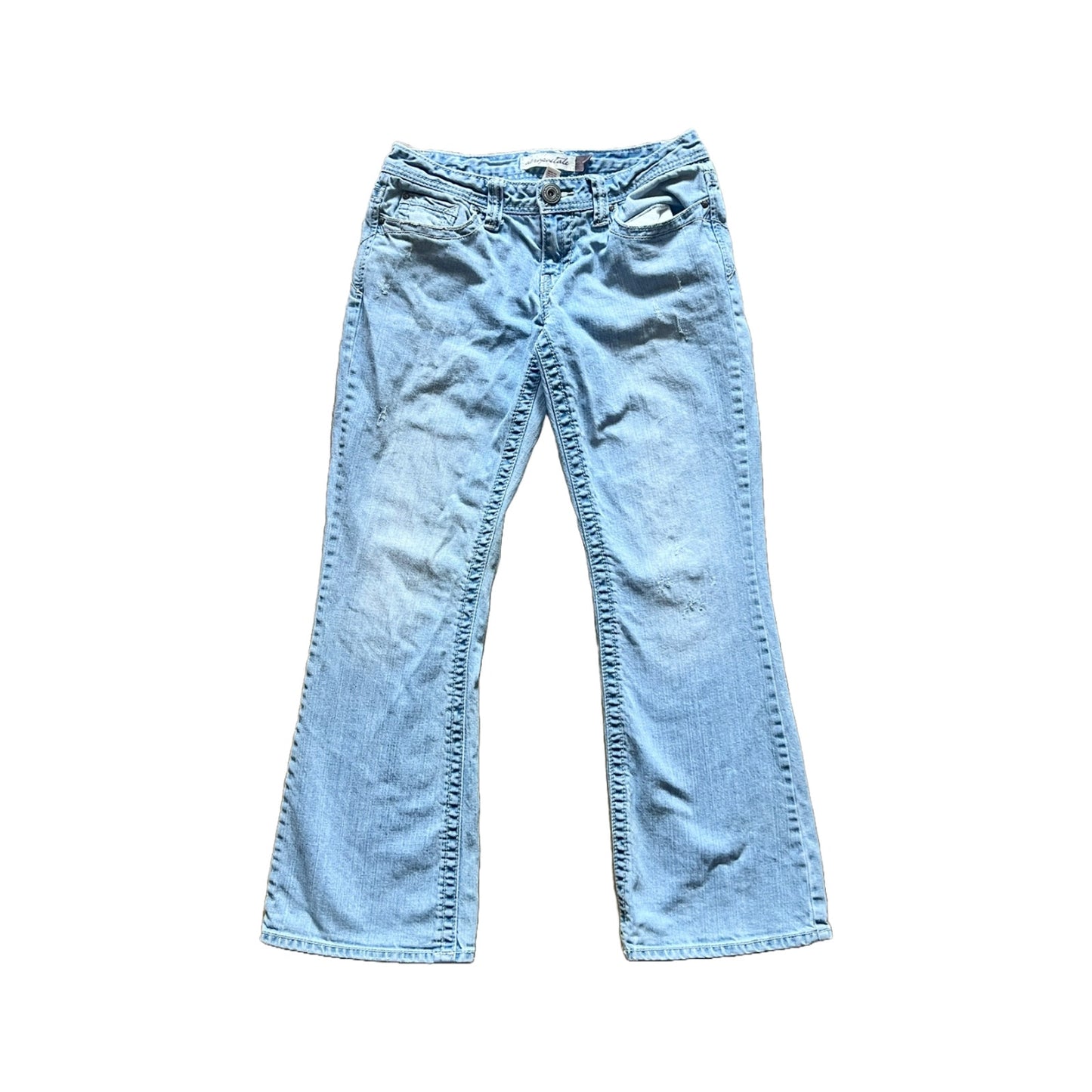 Vintage Y2K Aeropostale Womens Hailey Skinny Flare Size 5/6 Low Rise Light Wash Distressed