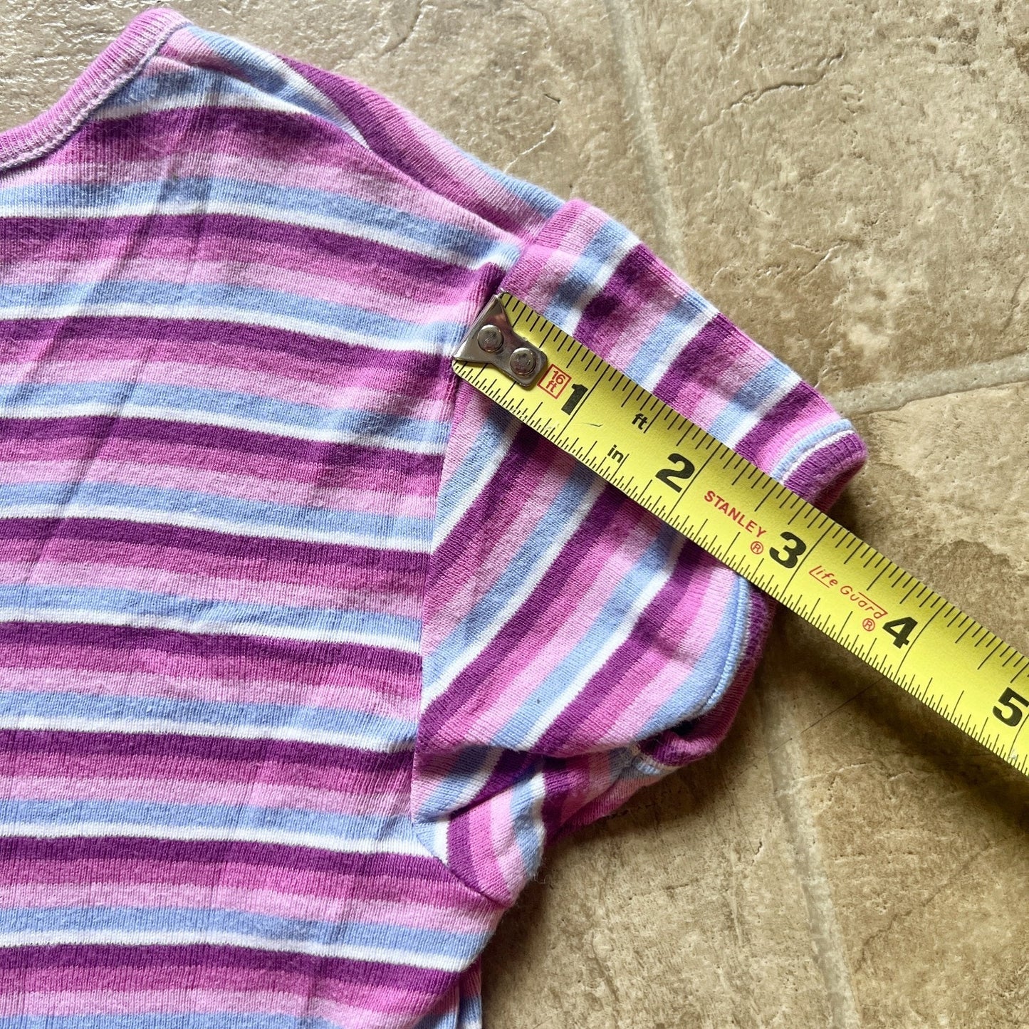 Vtg Y2K SO Girls Striped T-Shirt S (7-8) Pink Multi-color Preppy Retro Summer