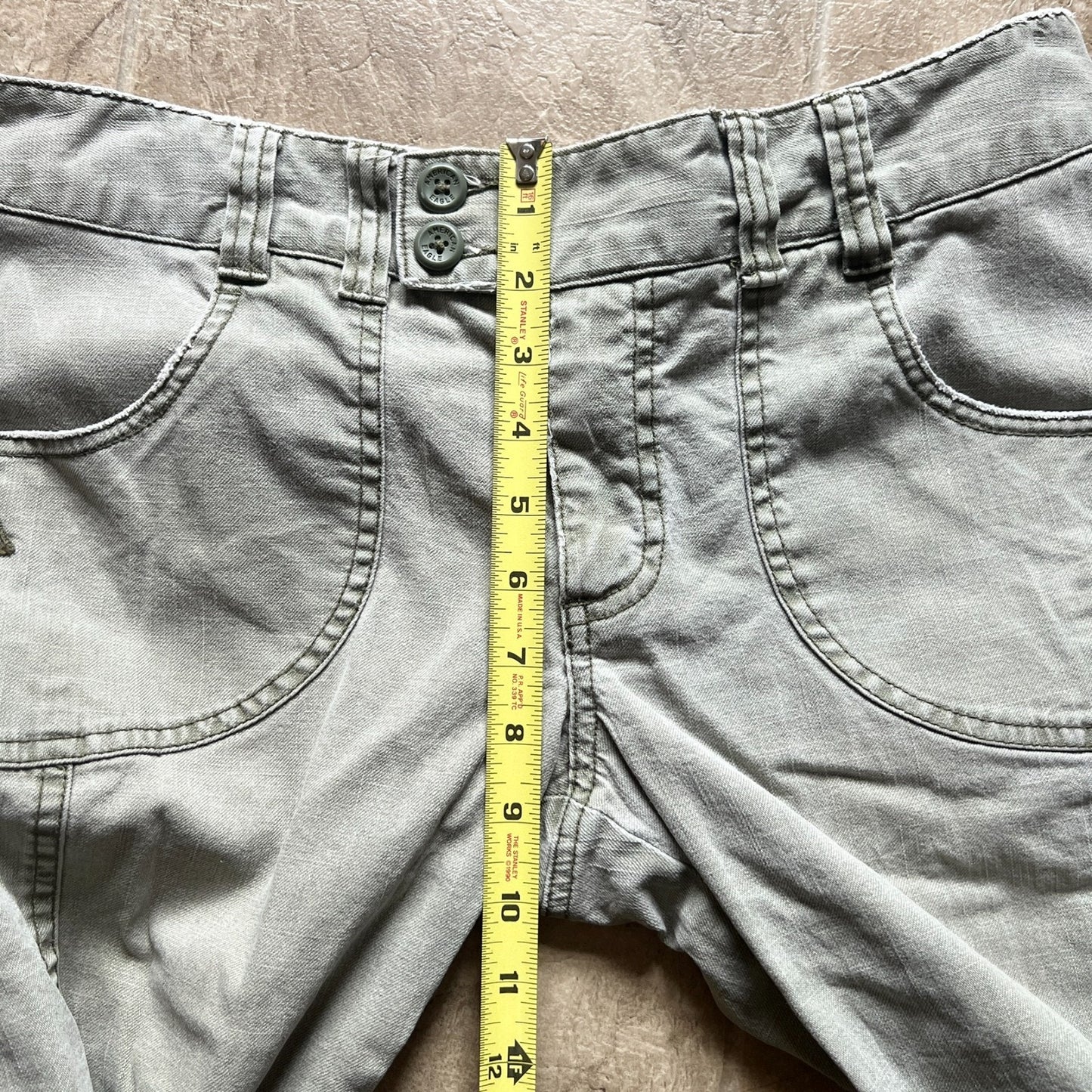 Vintage Y2K American Eagle Womens Jeans Size 8 Sage Green Low Rise Grunge