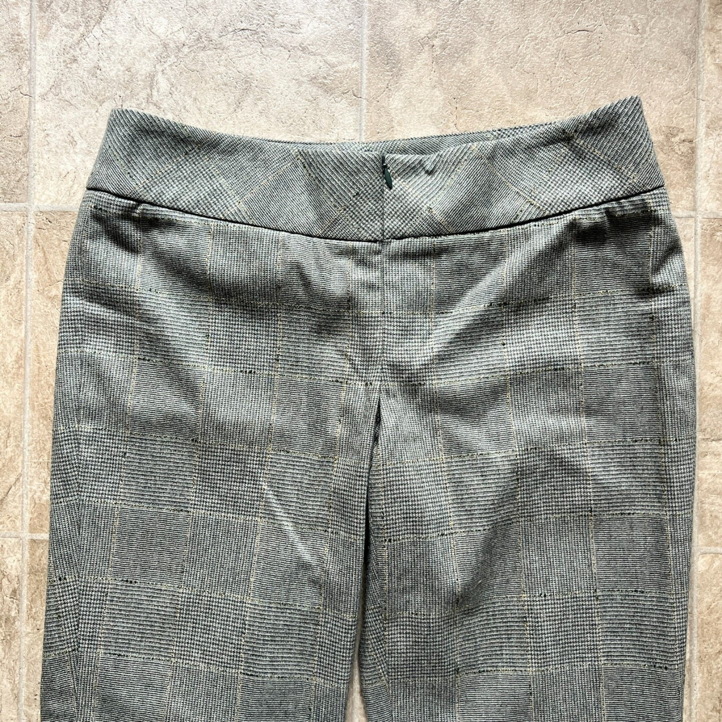 Worth New York Womens Wool Blend Dress Pants Size 4 Plaid Sage Gray Straight Leg Low Rise Formal