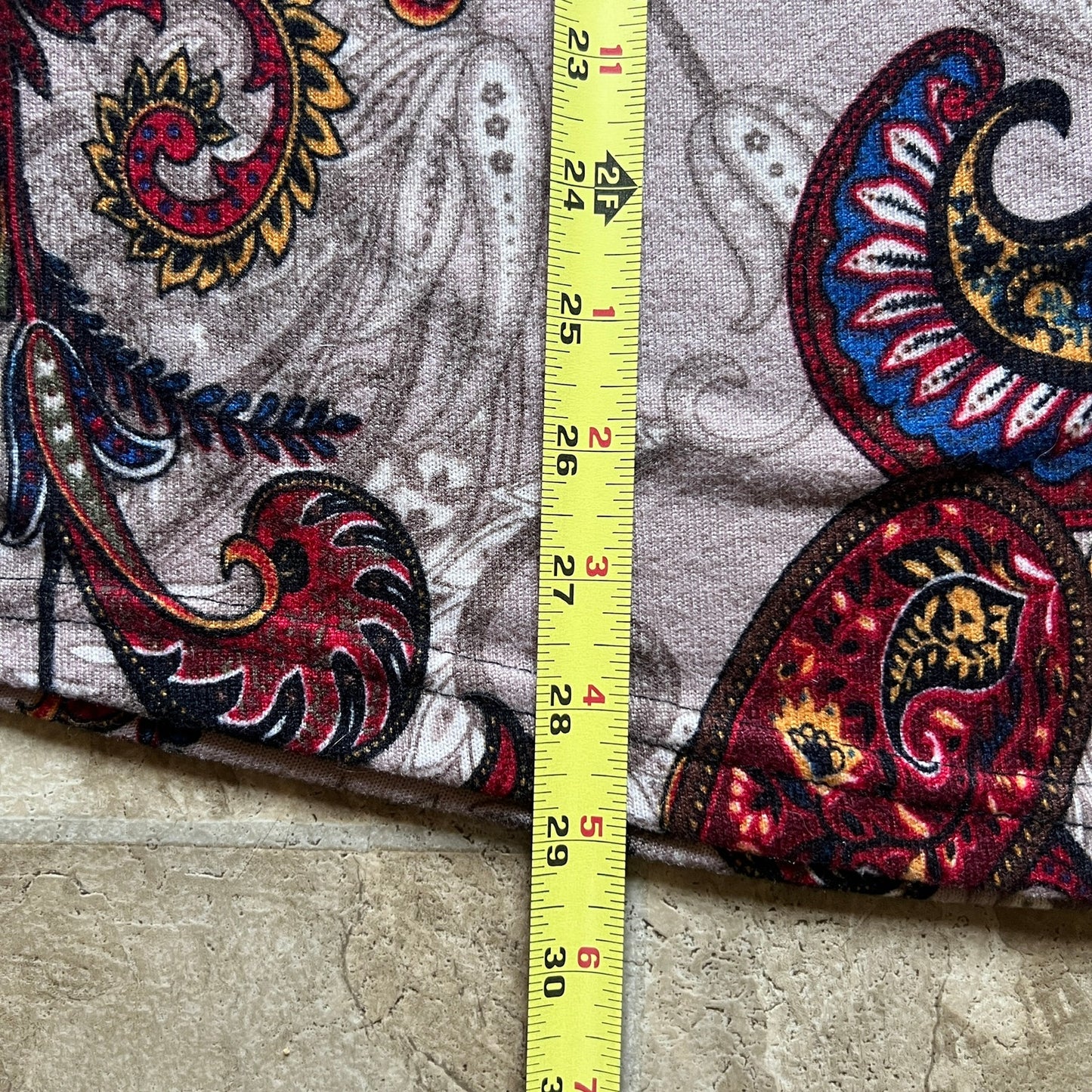 Win Win Womens Flare Sleeve Top Size S-M Beige Multi-color Paisley Crochet