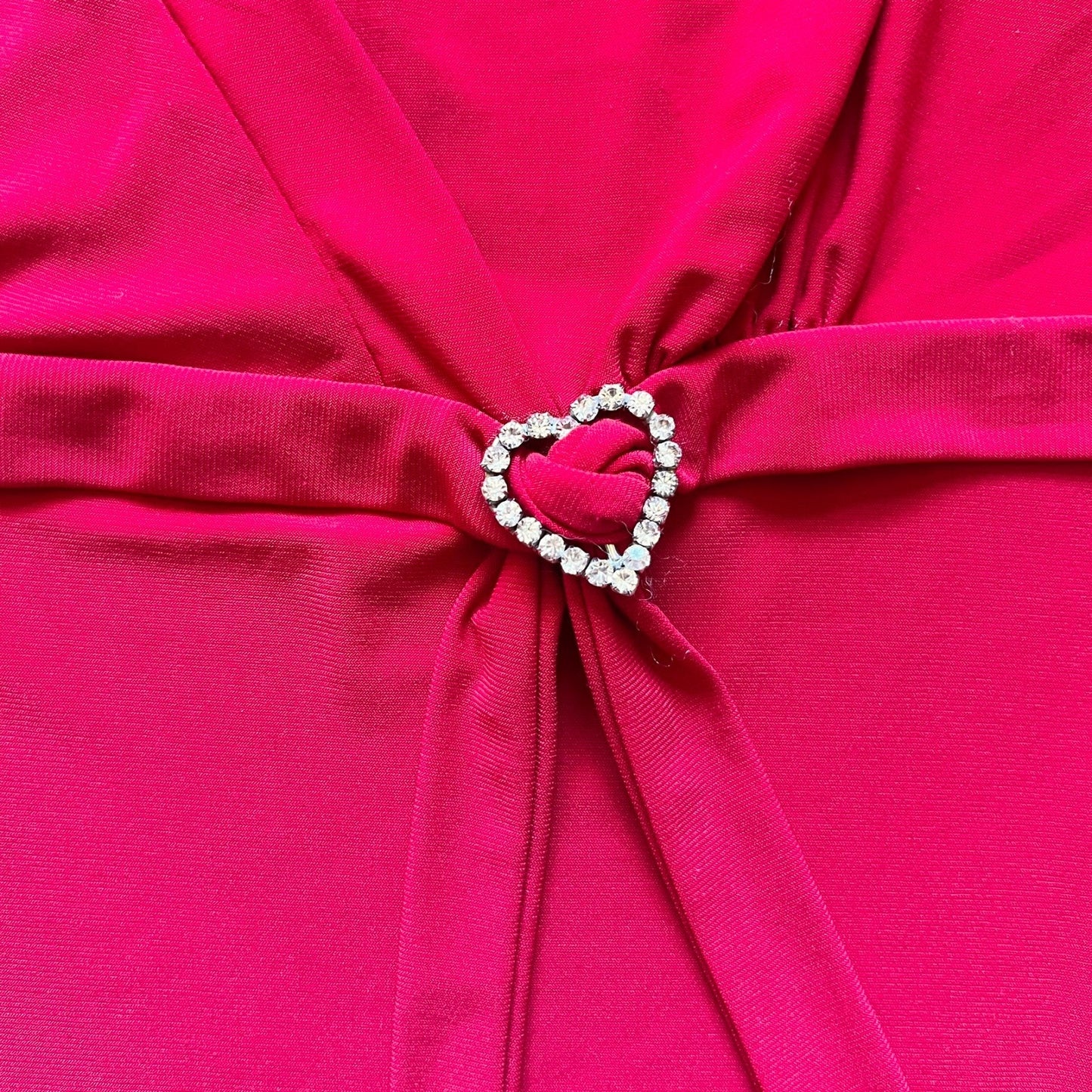 Vintage Y2K Star City Womens Babydoll Tank Top Size L Cherry Red Slinky Rhinestone Heart Clip Romantic