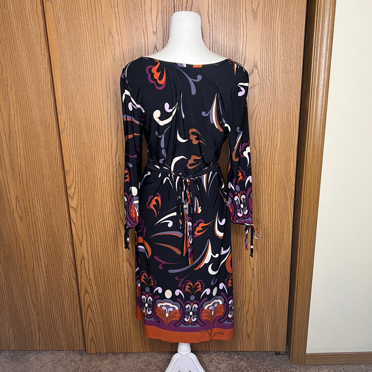 Lily Womens 70s Inspired Shift Dress Black Multi-color Swirl Abstract Pattern Mod Artsy