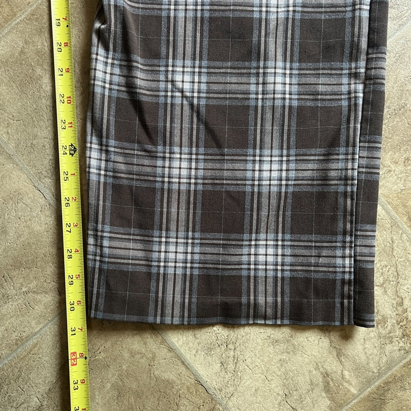 Vintage Y2K Dots Womens Plaid Trousers Size 18 Brown Dark Academia Office Siren