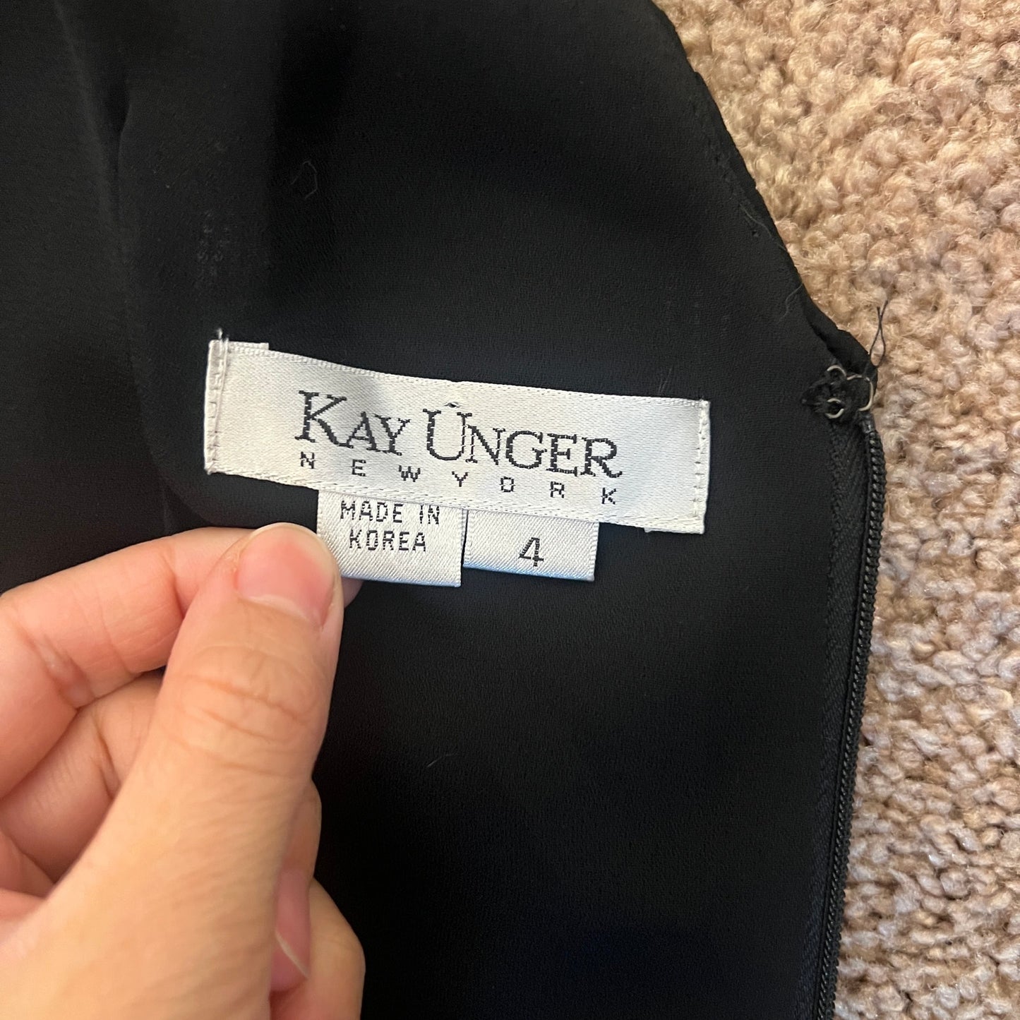 Vtg 80s Kate Unger Dress Size 4 Black 100% Silk Ruffled Formal NYE Party Cocktail