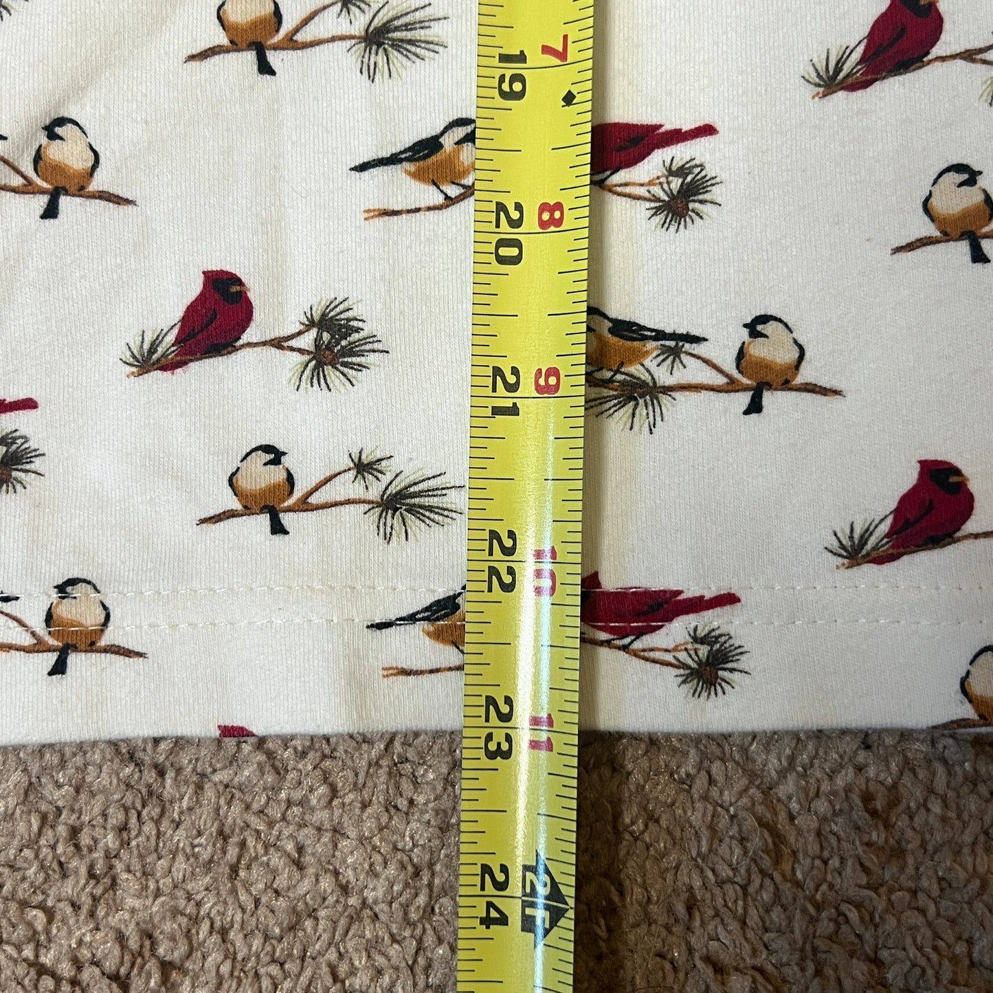 Croft & Barrow Bird Print Mock Neck Long Sleeve XL White Multi-color Christmas Holiday Nature