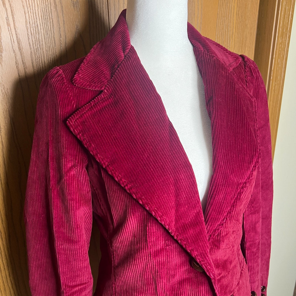 Vtg 70s Artbro Jr Sportswear Corduroy Jacket Burgundy Whimsigoth Academia Preppy