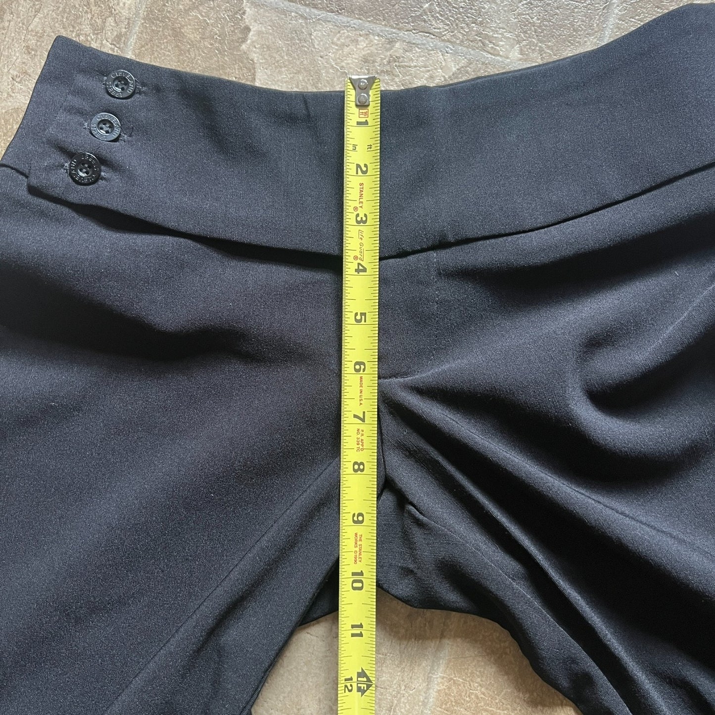 Vintage 90s Cleveland Street Womens Black Dress Pants Size 9 Wide Leg Flare Low Rise Cuffed Bottoms