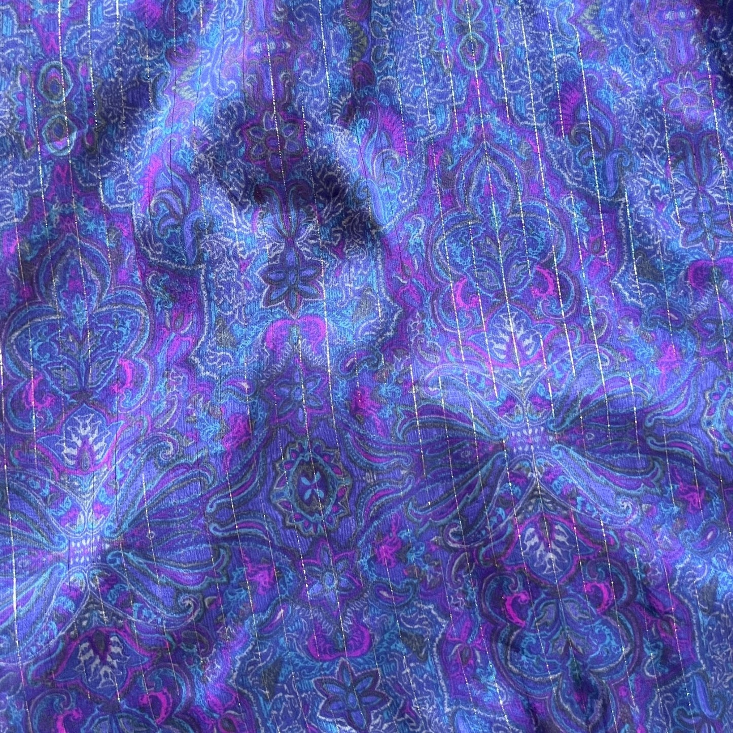 Express Womens Maxi Dress Size XS Blue Purple Paisley Metallic Stripe