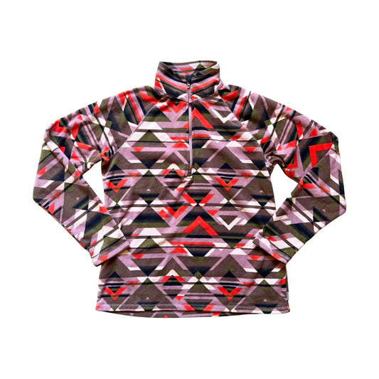 Eddie Bauer Womens Fleece 1/4 Zip Sweater Size M Multi-color Geometric Tribal Mountain Outdoor Hiking