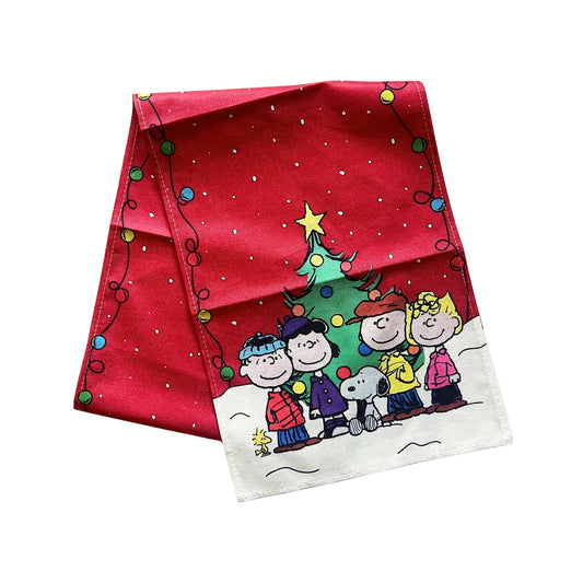 Peanuts Snoopy Gang Christmas Table Runner Holiday Festive Retro Nostalgic Cartoon Winter