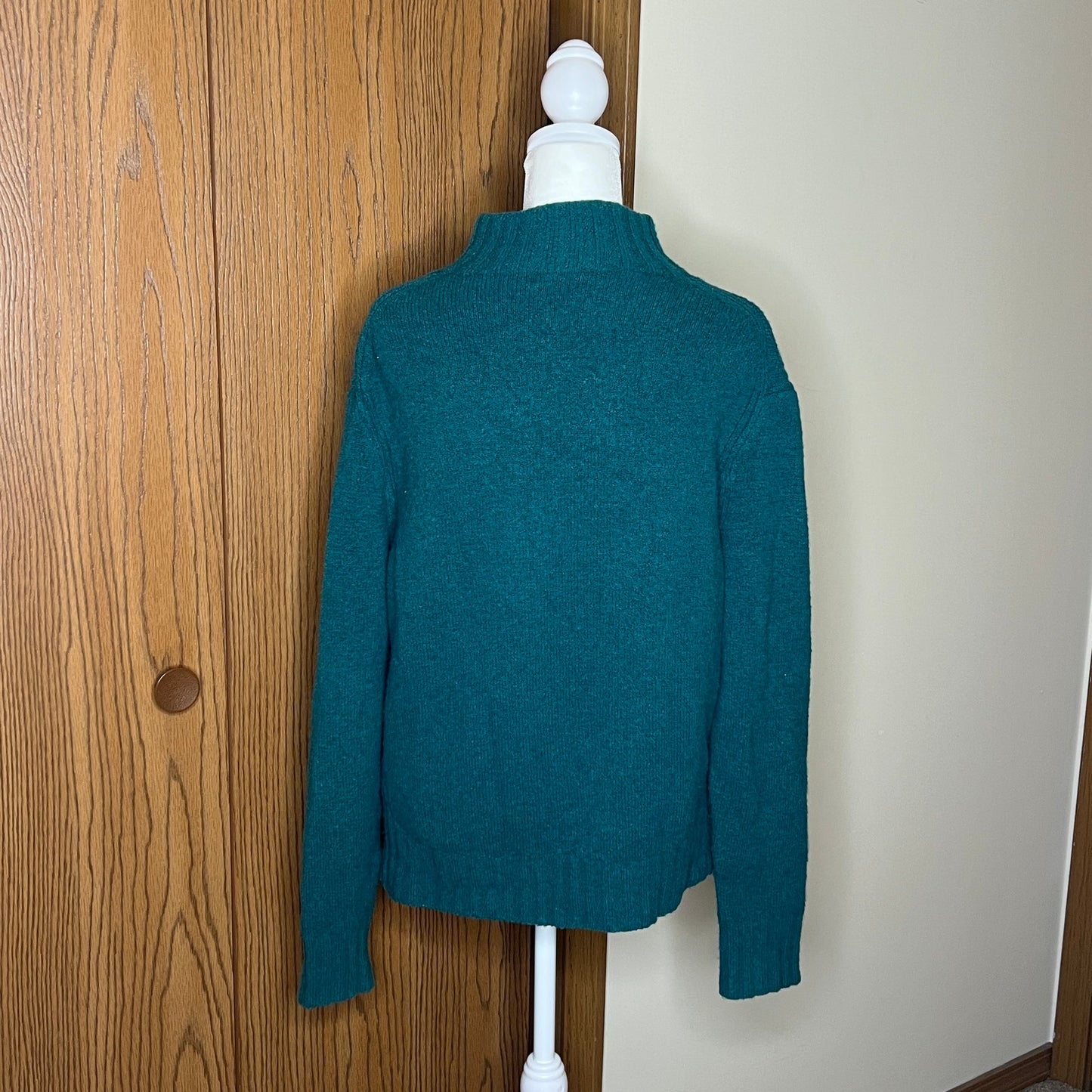 J. Crew Turtleneck Sweater Size L Teal Green Merino Alpaca Blend Christmas Holiday Preppy
