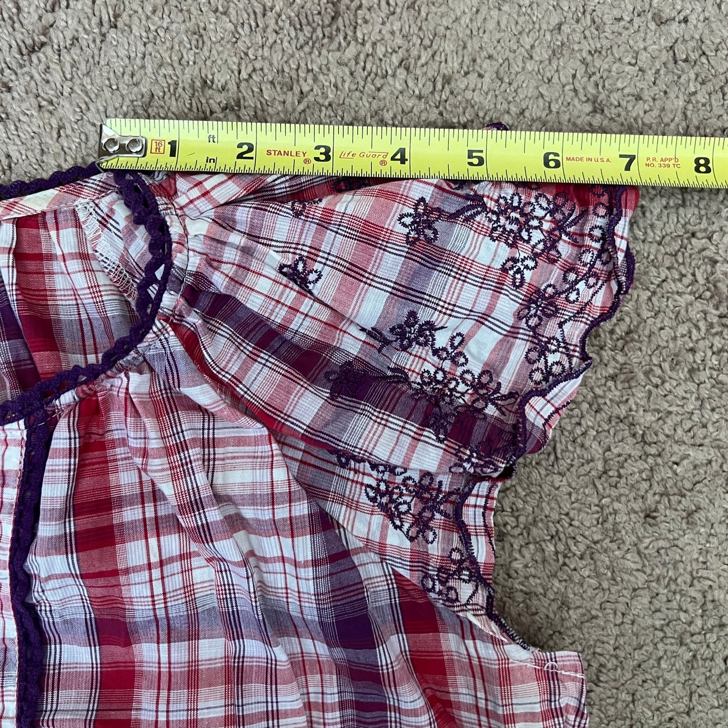 Vtg Y2K Fashion Bug Plaid Top Size 1X Embroidered Feminine Preppy Twee Romantic