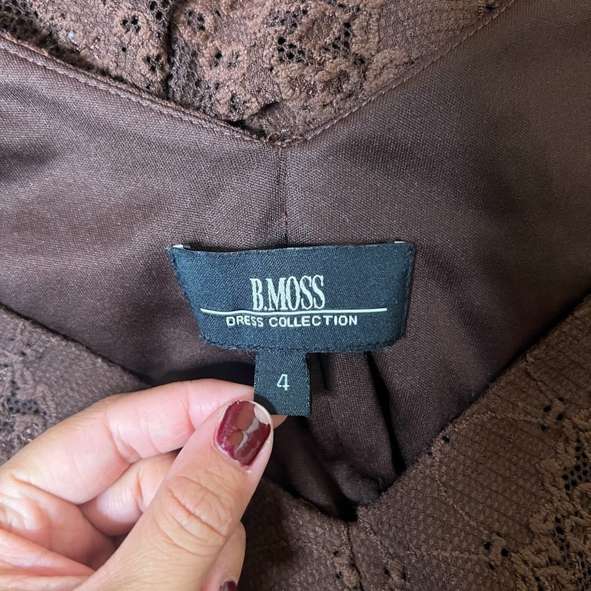 Vtg Y2K B. Moss Chocolate Brown Dress Hankerchief Lace Fairy Whimsigoth Romantic