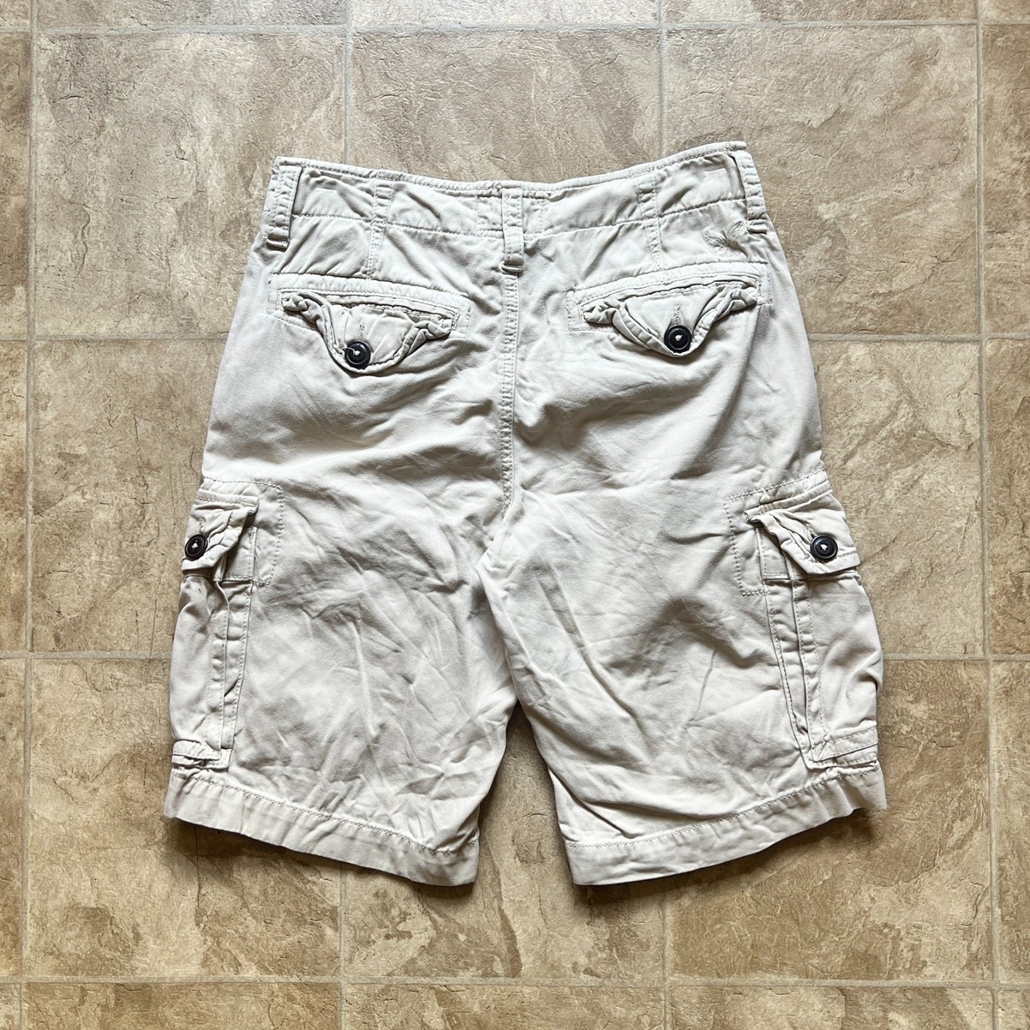 American Eagle Mens Cargo Shorts 28 Beige Baggy Skater Grunge