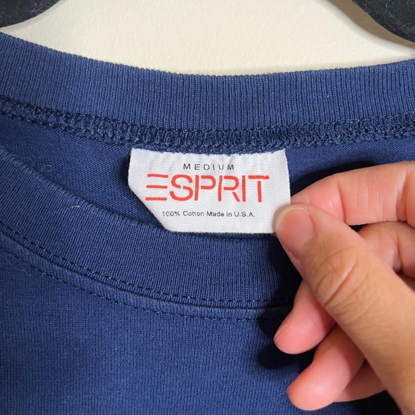 Espirit Mens Spellout Graphic T-Shirt M Navy Country Flags Classic Preppy Sporty