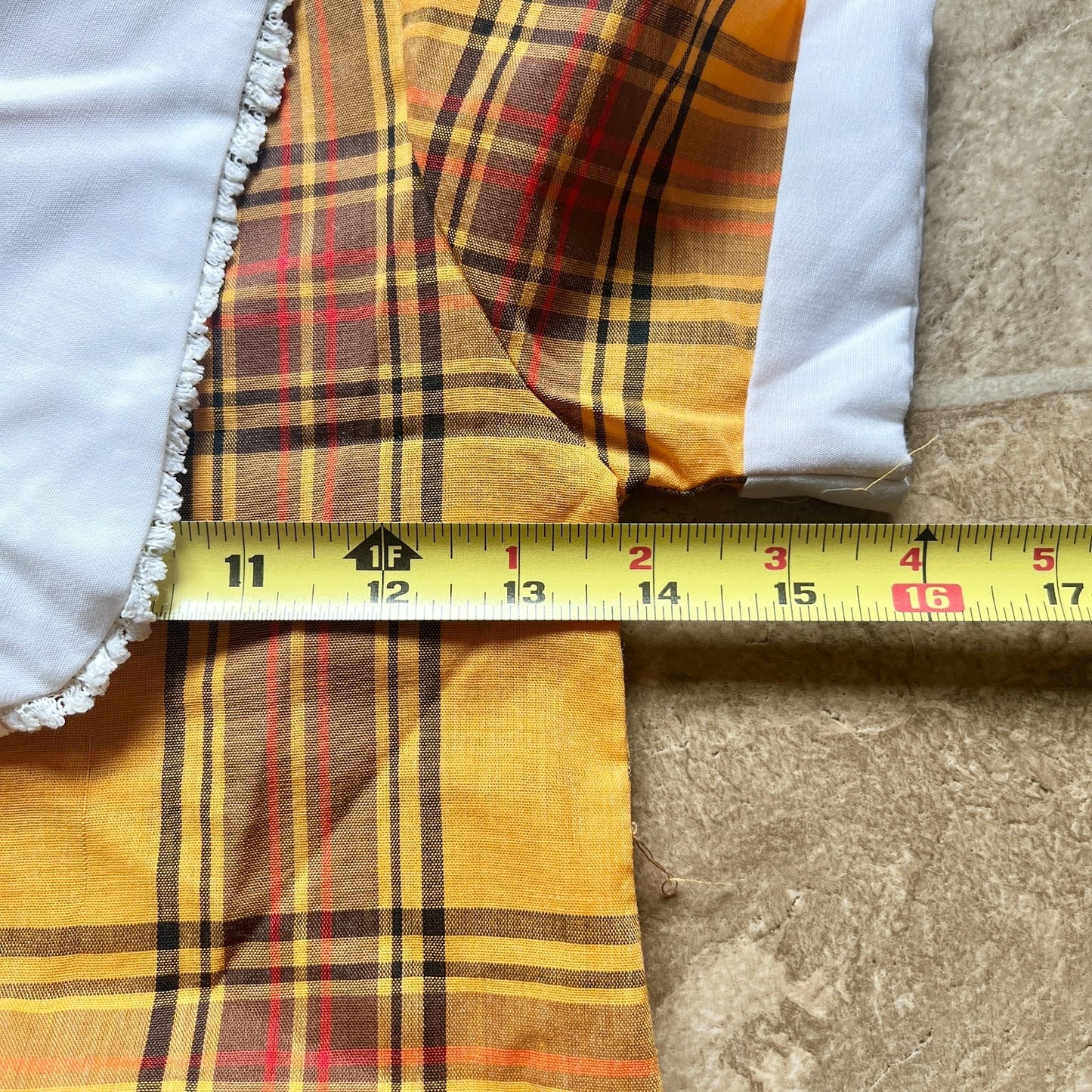 Vtg 60s Girls Tartan Plaid Dress Drop Waist Tie Big Collar Preppy Academia Twee