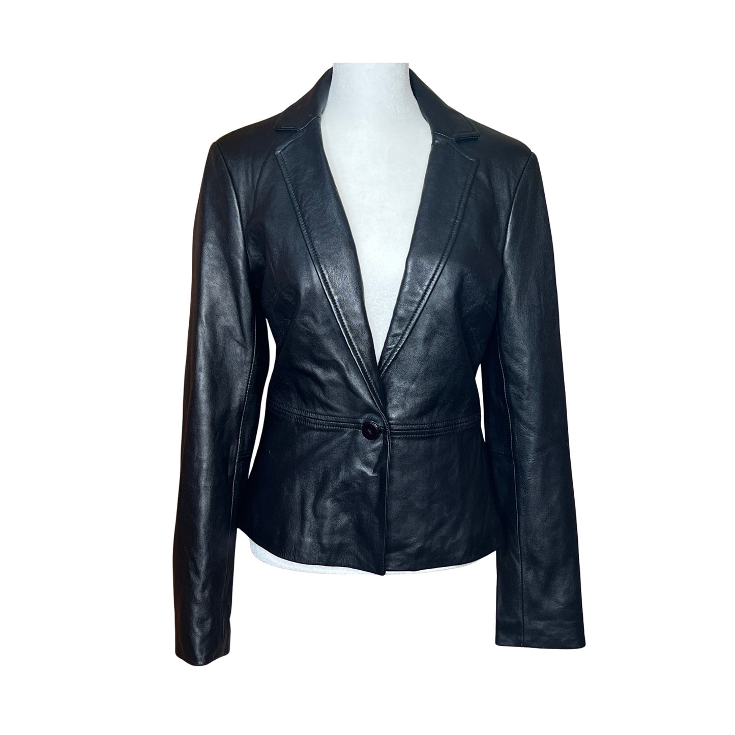 Vintage Y2K Cache Womens Leather Jacket Size 4 Black Buttery Soft Single Button Biker Baddie Goth