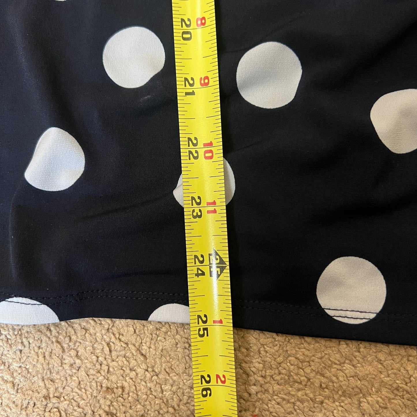 Premise Studio Polka Dot Top M Navy Ruched Slinky Twee Preppy Nautical Classic