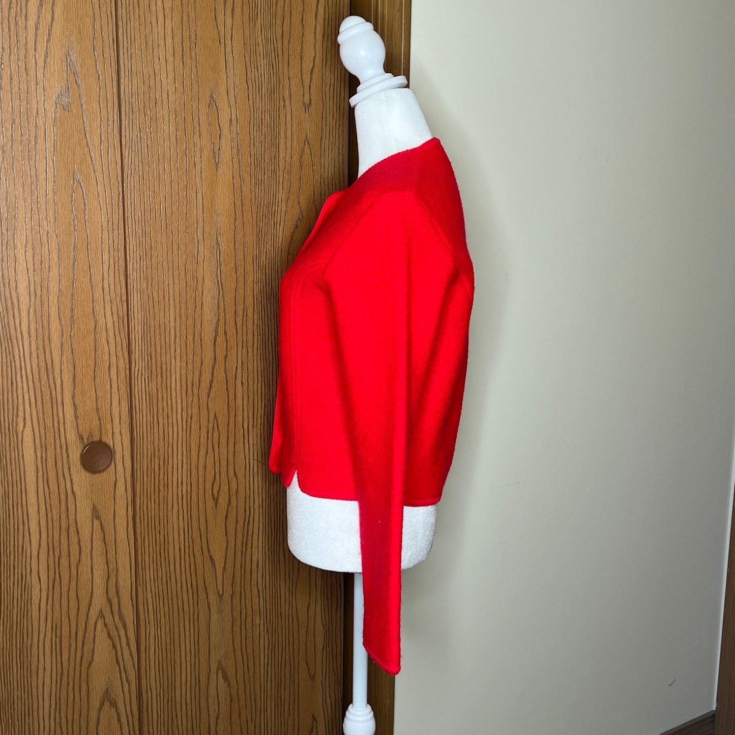 Vintage 80s Tally-Ho 100% Wool Cardigan Size 10 Cherry Red Classic Holiday Christmas Old Money