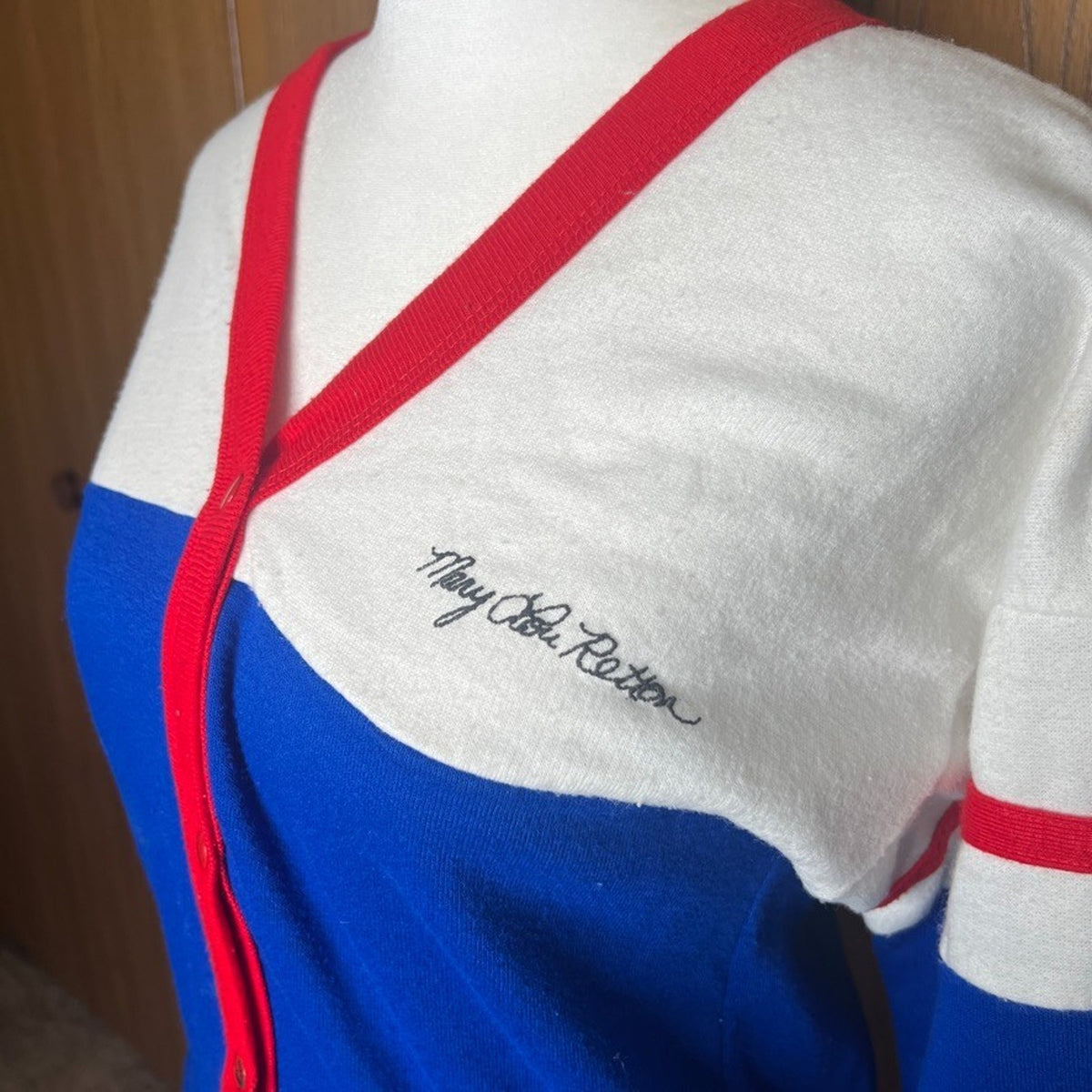 Vtg 1985 Mary Lou Retton by Dobie Cardigan Colorblock Olympics Americana Classic