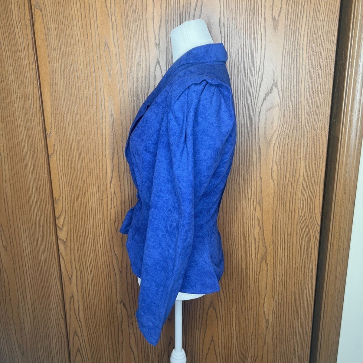 Vtg 80s Byer Too Royal Blue Blazer Floral Peplum Formal Office Retro Rockabilly