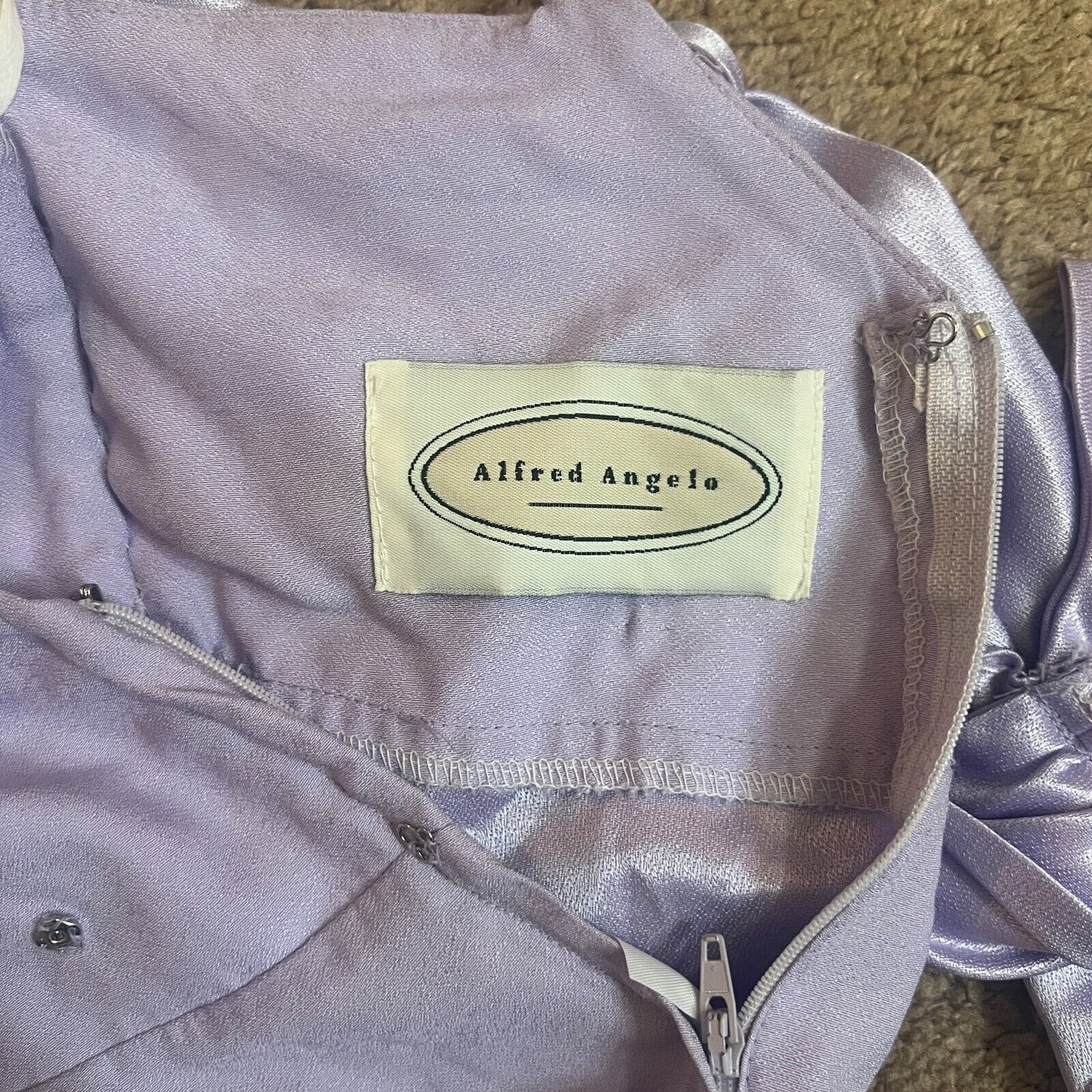 Vtg Y2K Alfred Angelo Maxi Dress Gown Lavender Iridescent Prom Bridesmaid Formal