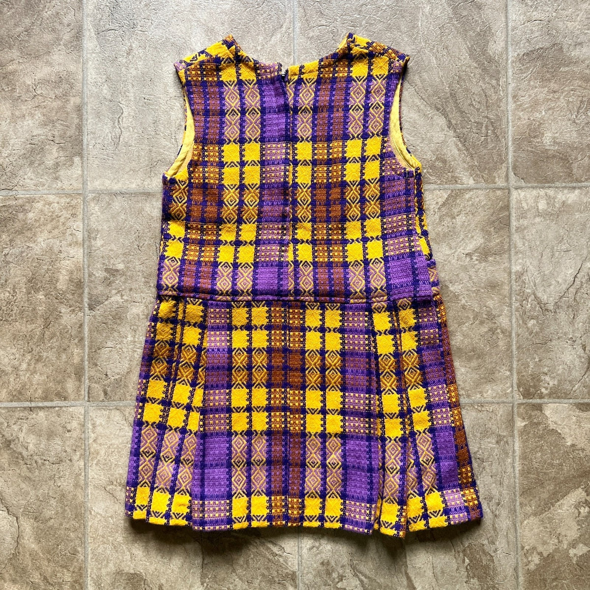 Vtg 60s Girls Tartan Plaid Jumper Dress Mod Twiggy Preppy Academia Schoolgirl