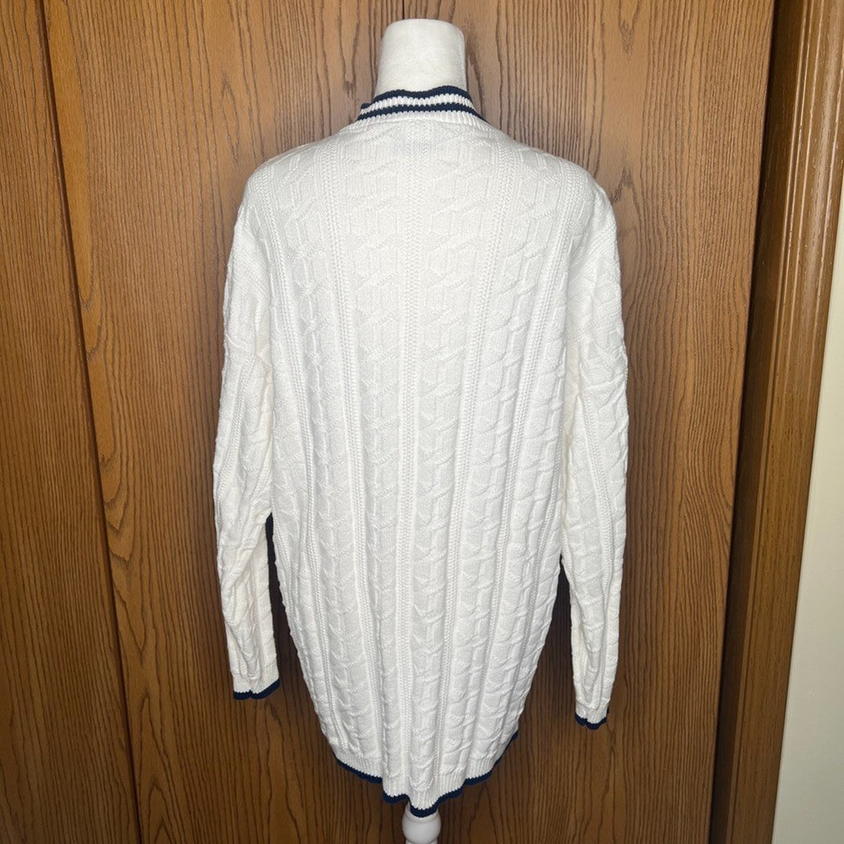 Vtg 90s Wet Seal Varsity Cardigan Sweater Cable Knit Preppy Collegiate Old Money