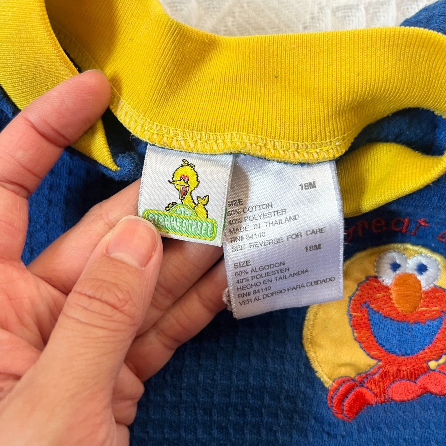 Vtg Y2K Sesame Street Elmo Romper 18 Months Waffle Knit Multi-color Nostalgic