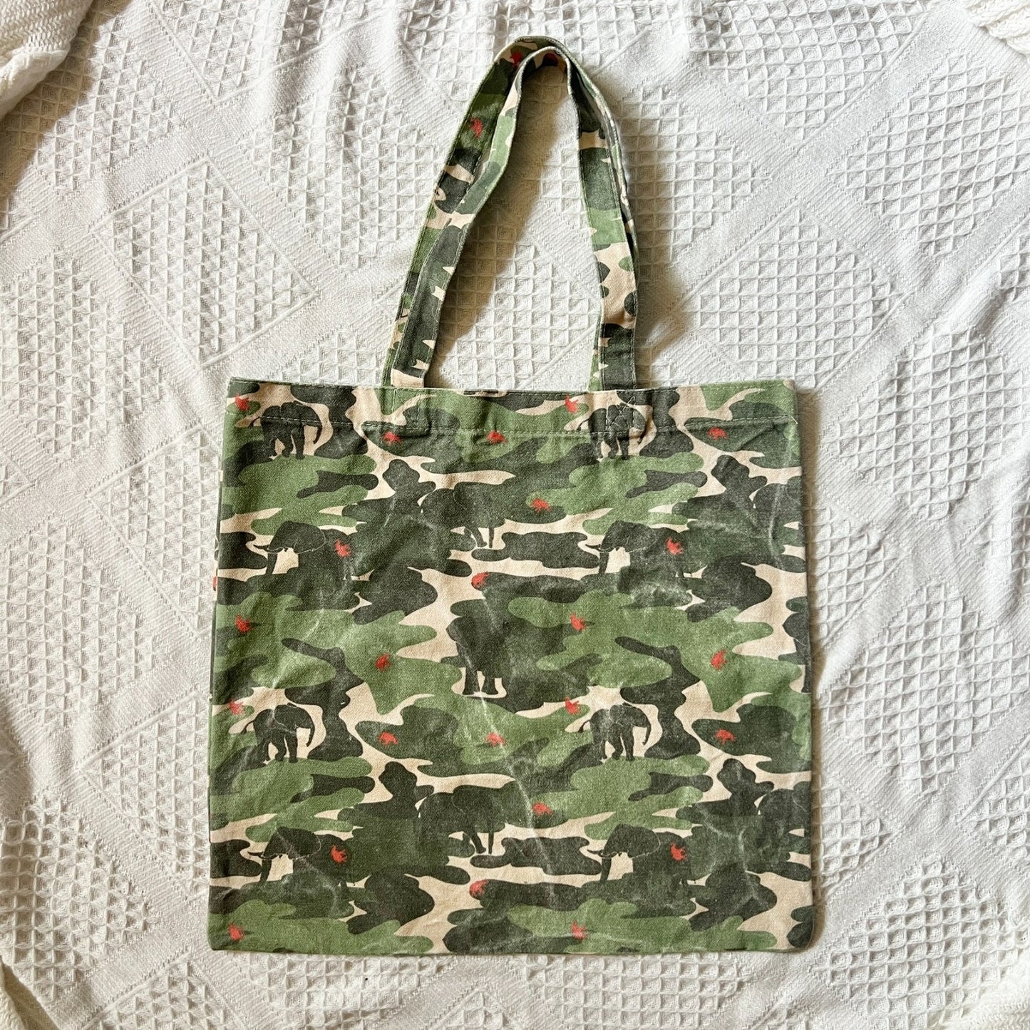 Ivory Ella Canvas Tote Bag Camo Elephants Animals Wild Life Conservation Nature