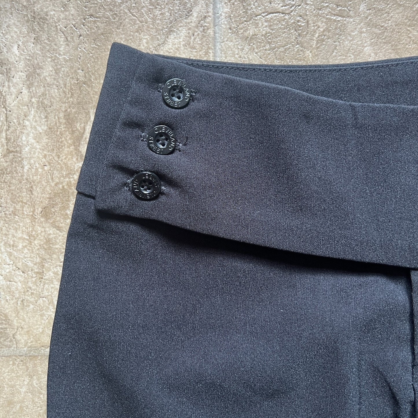 Vintage 90s Cleveland Street Womens Black Dress Pants Size 9 Wide Leg Flare Low Rise Cuffed Bottoms